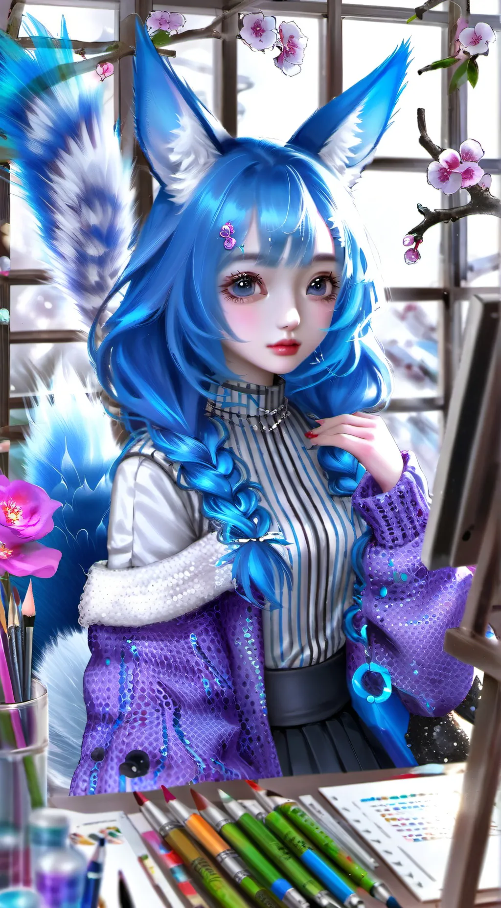 ai character: Azure Spirit Squirrel background