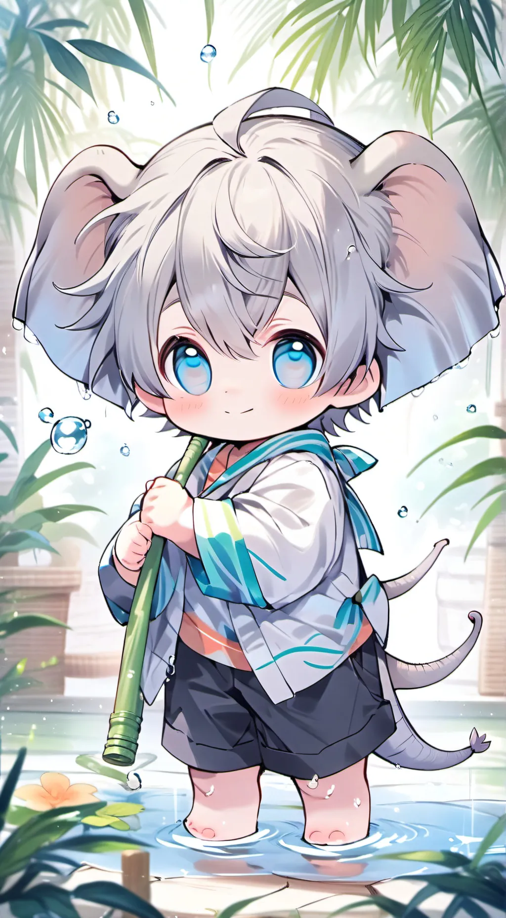ai character: Elephant Sprite Splashy background