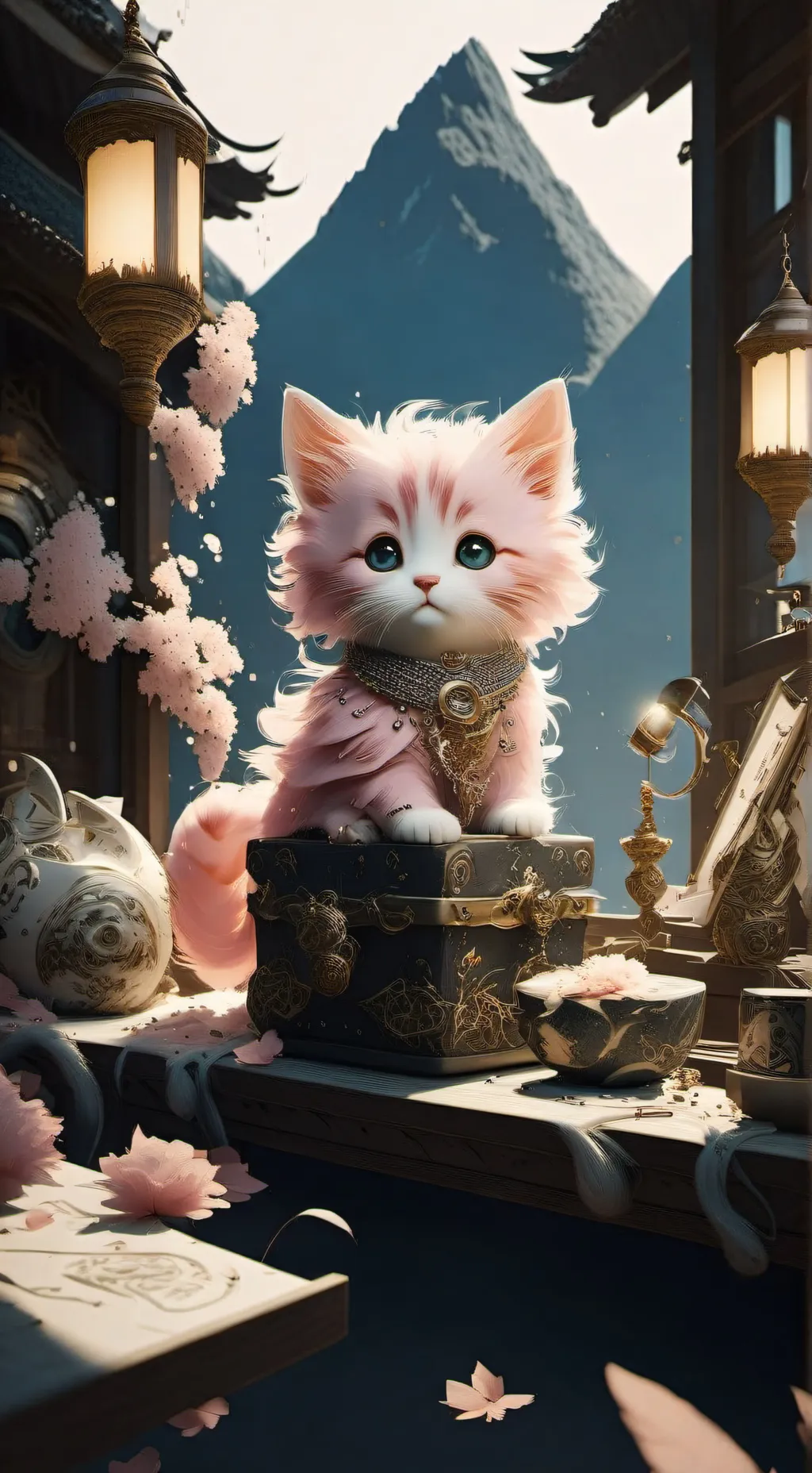 ai character: Pink cat background