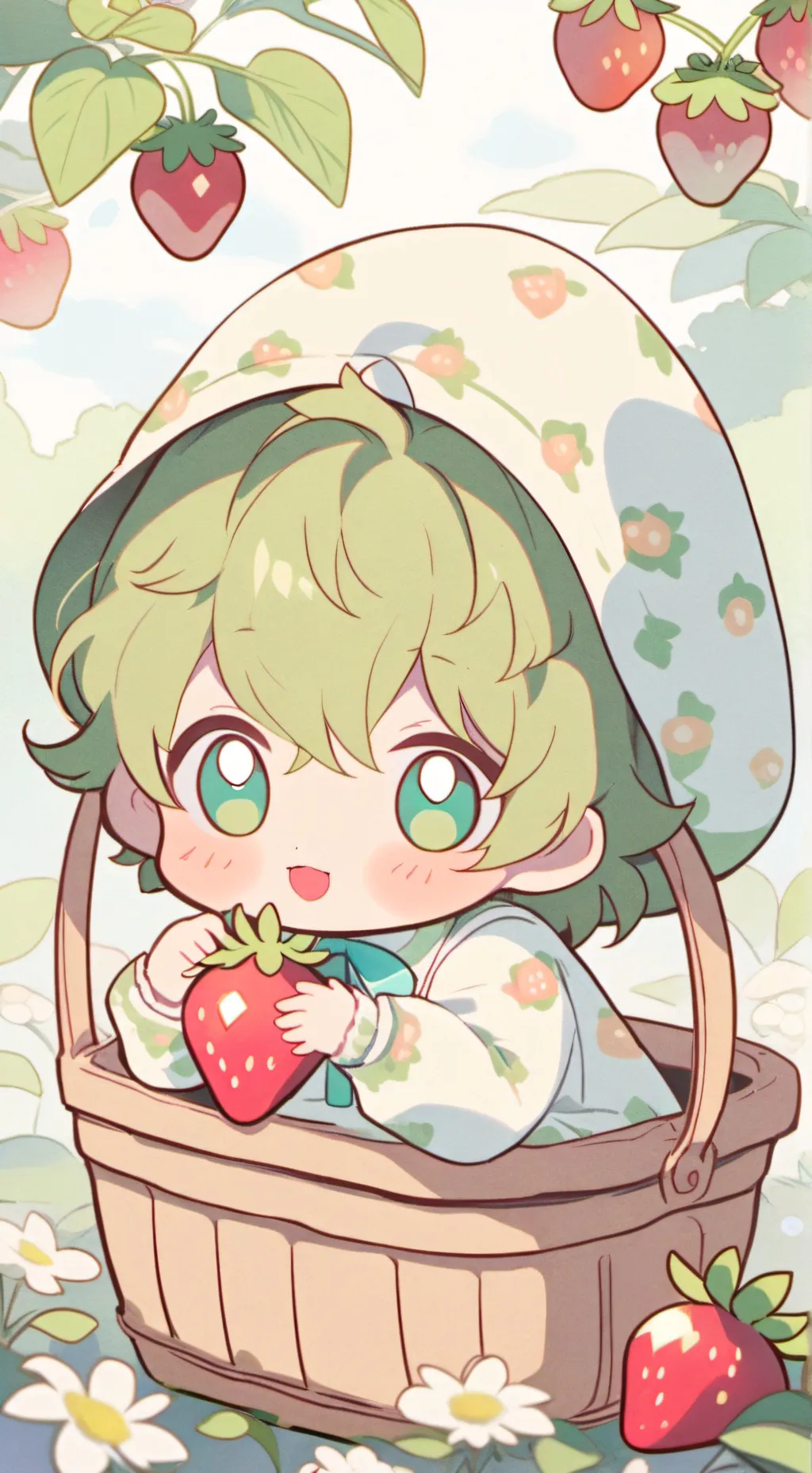 ai character: Strawberry Baby background
