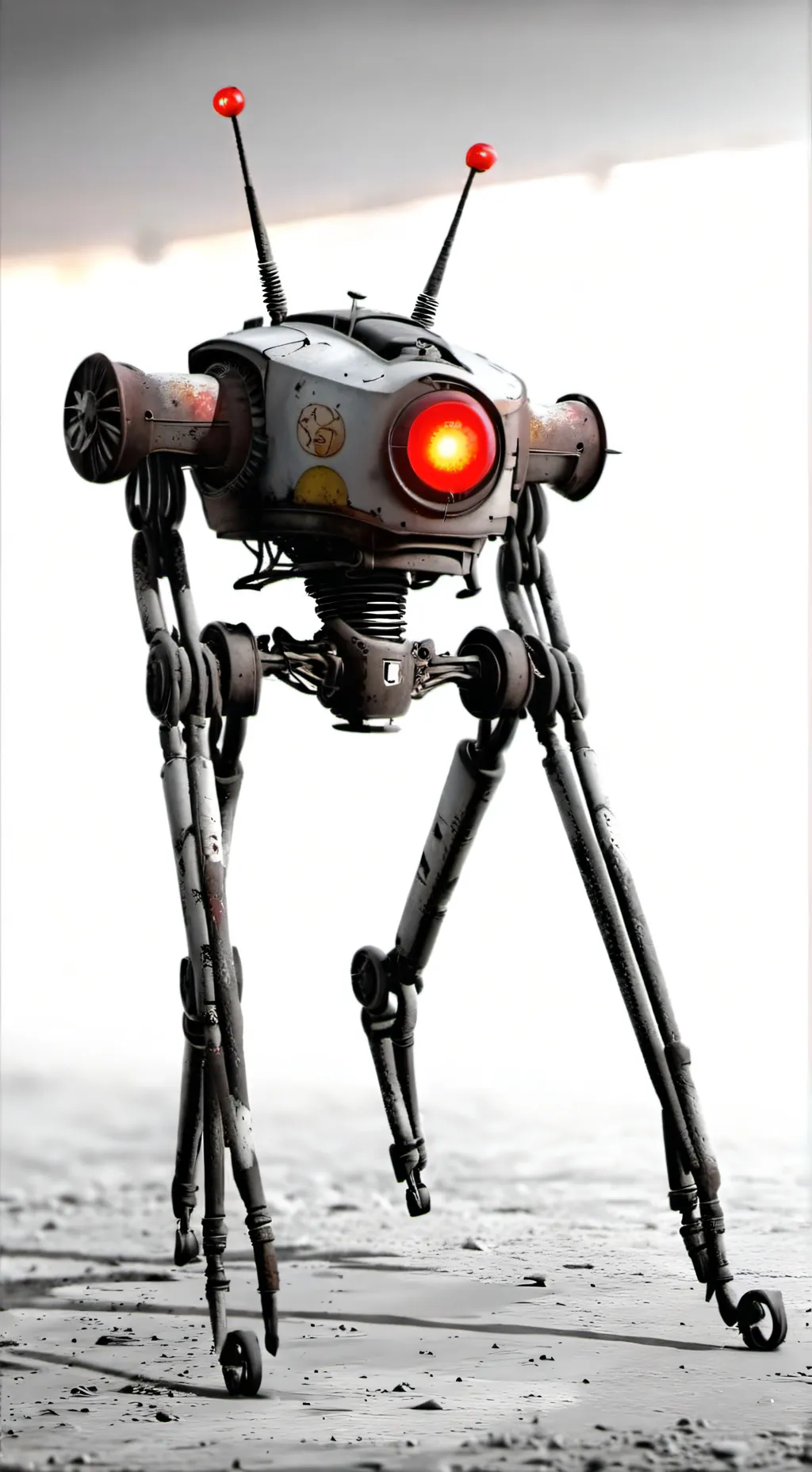 ai character: old broken robot background