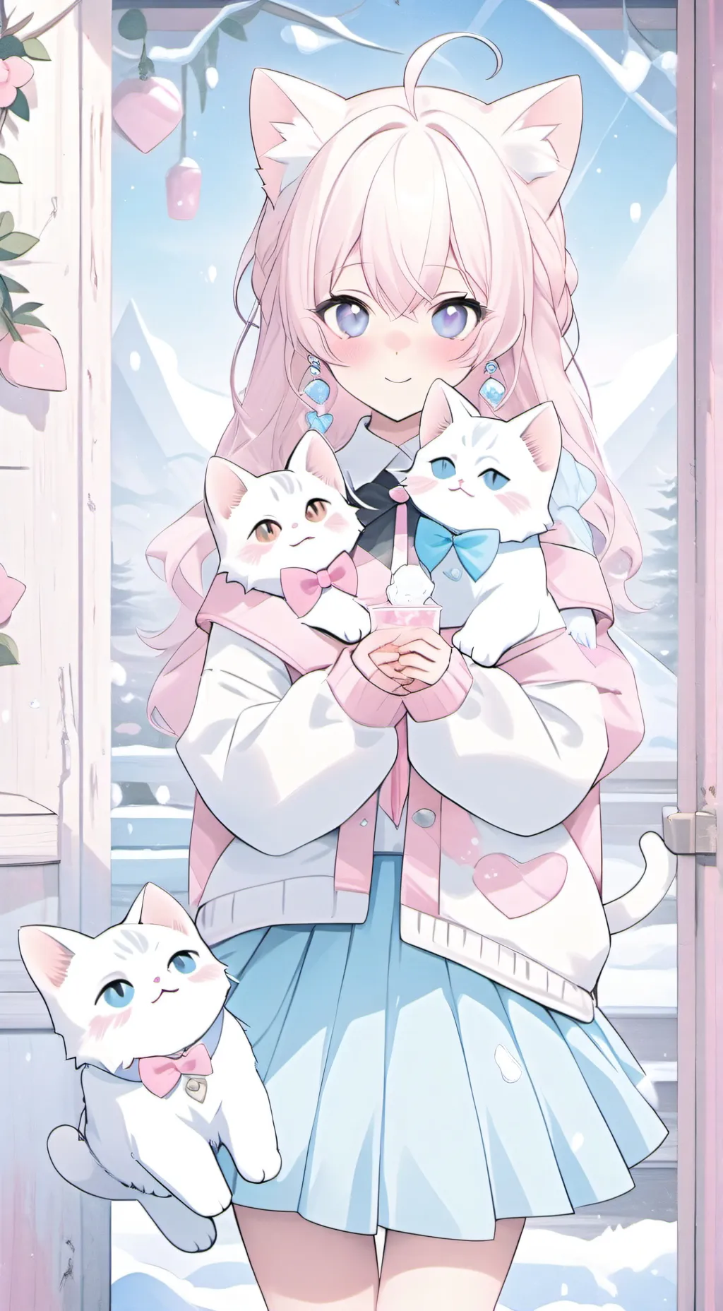 ai character: mom cat and cubs background