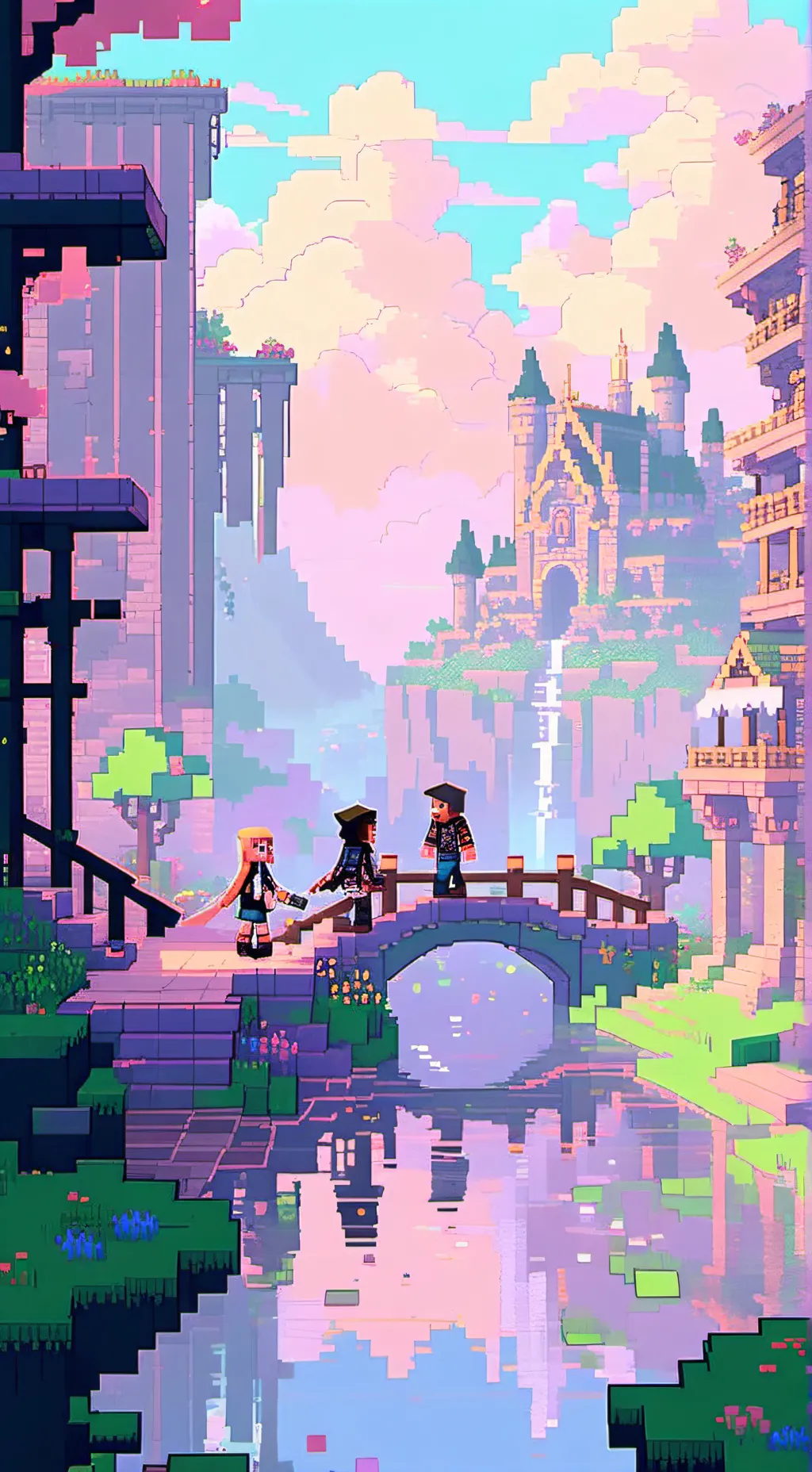 ai character: Minecraft anime background