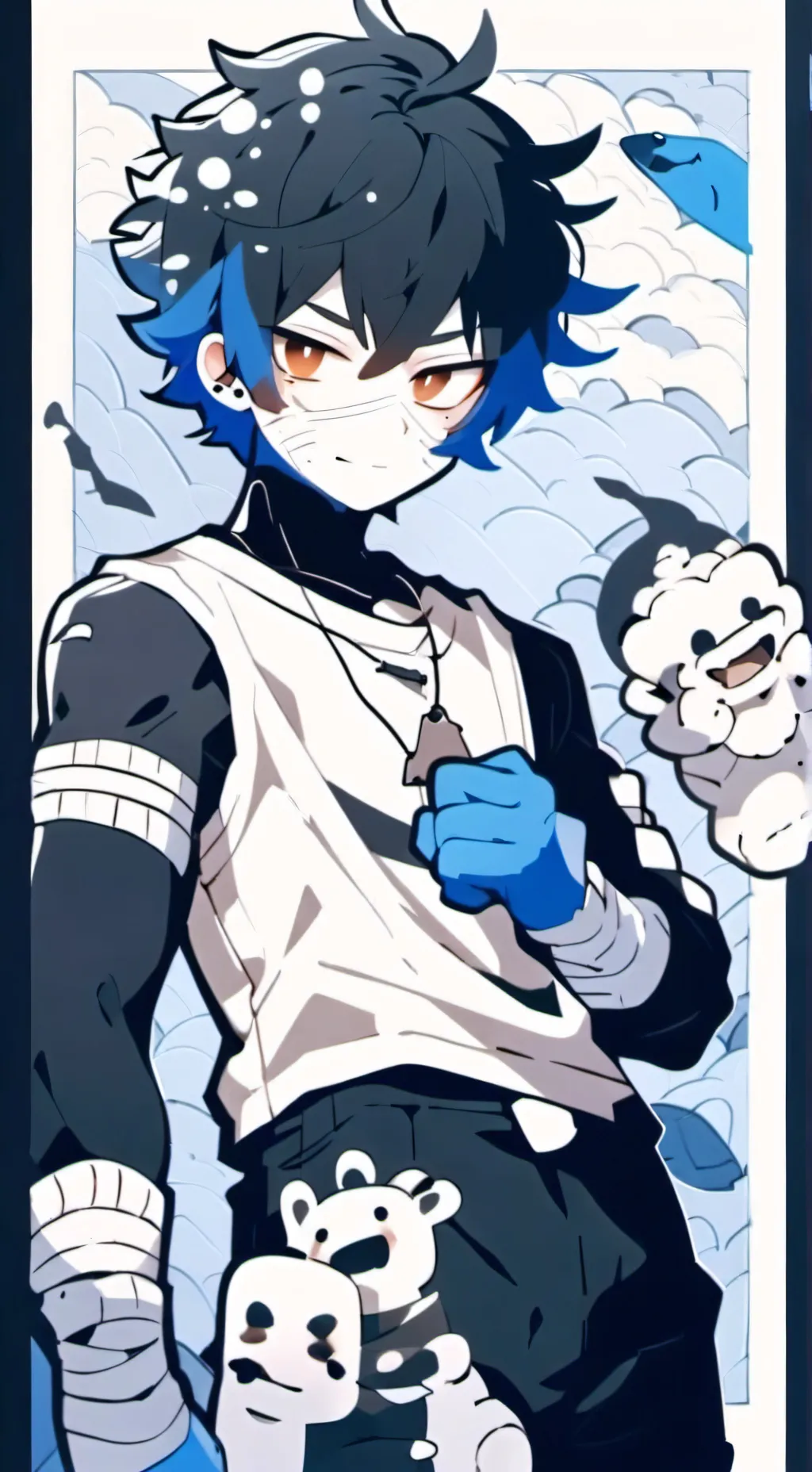 ai character: bluudud baby background