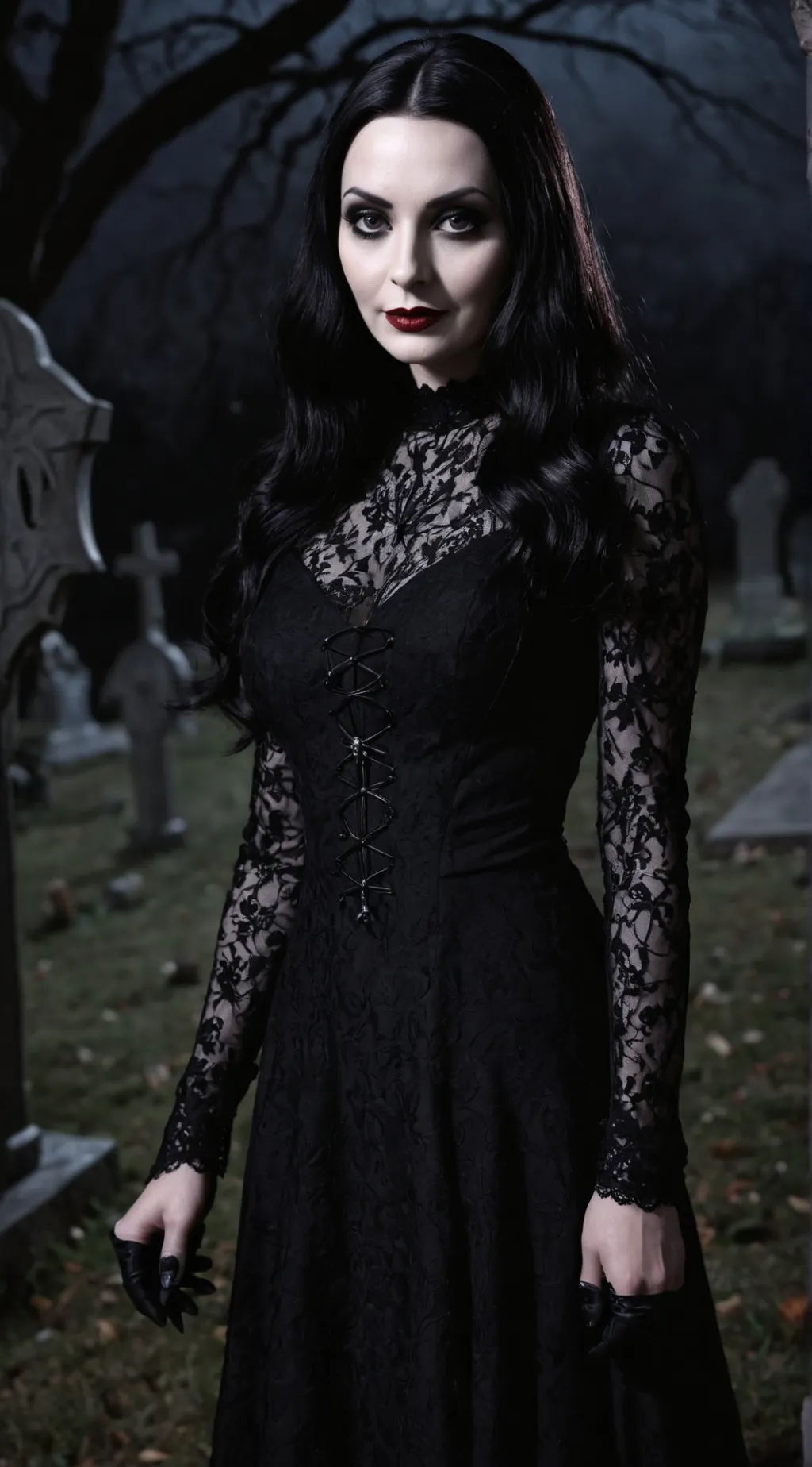 ai character: Morticia Addams background