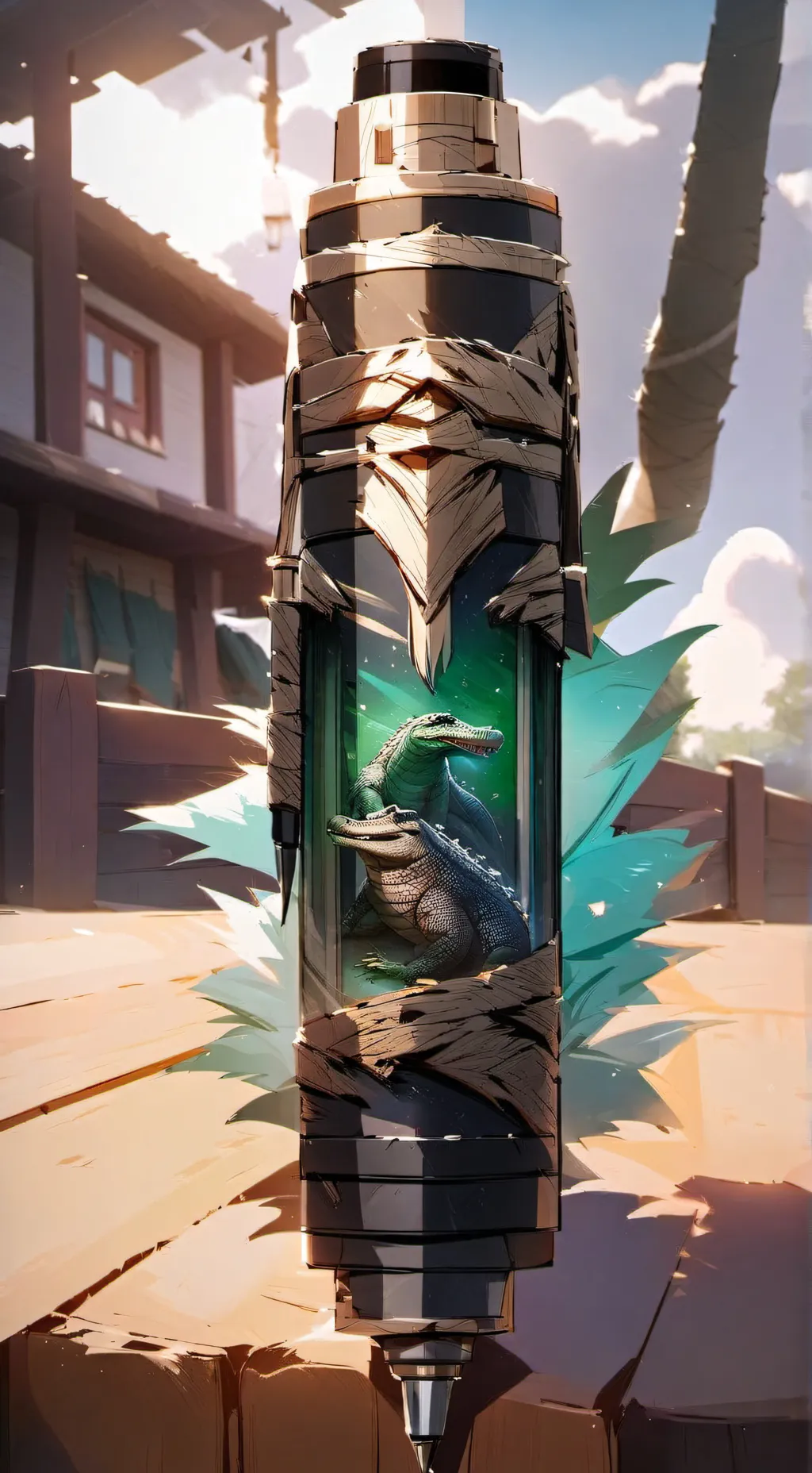 ai character: crocodile vape pee background
