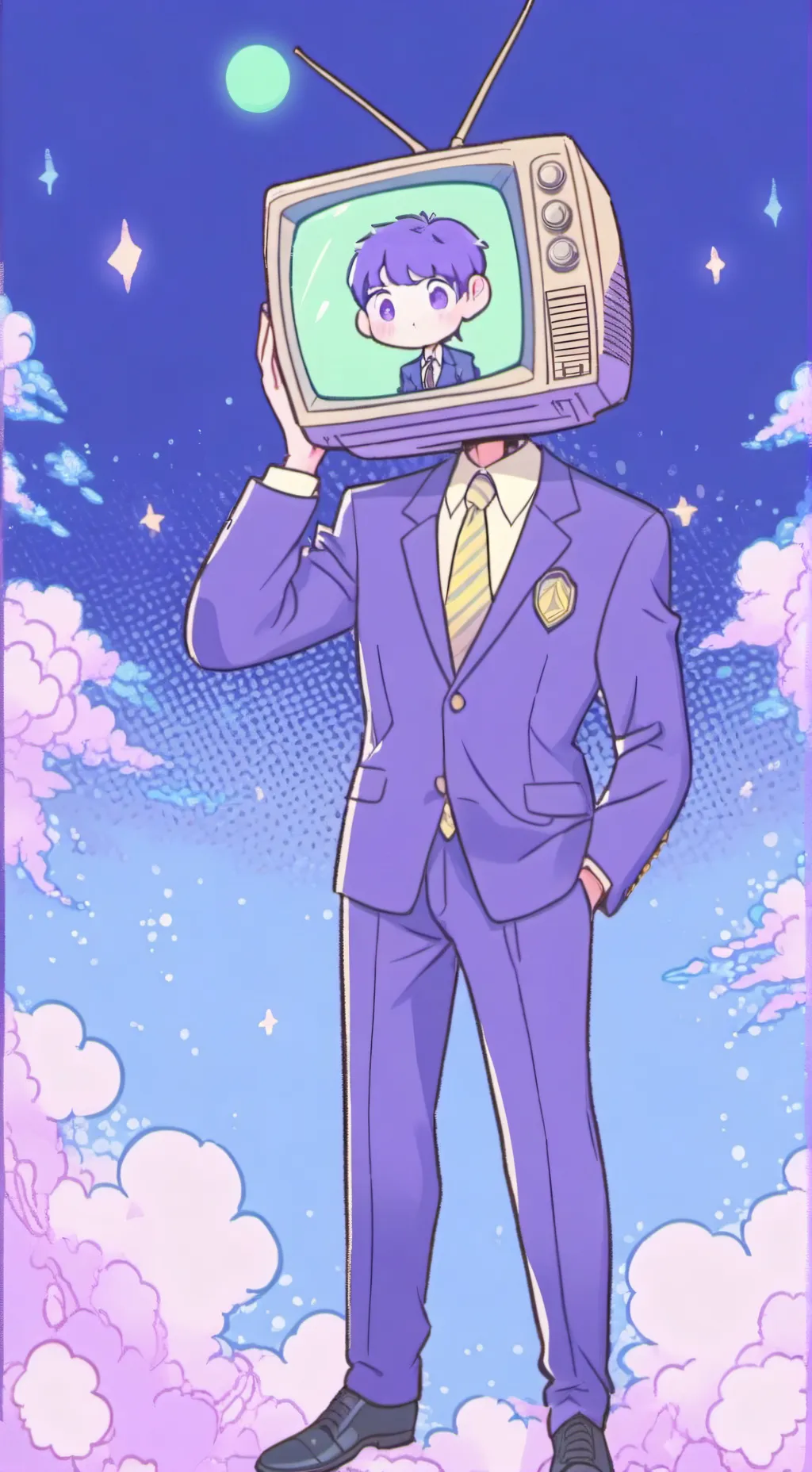 ai character: TvMan🖤💜 (cute AU)  background