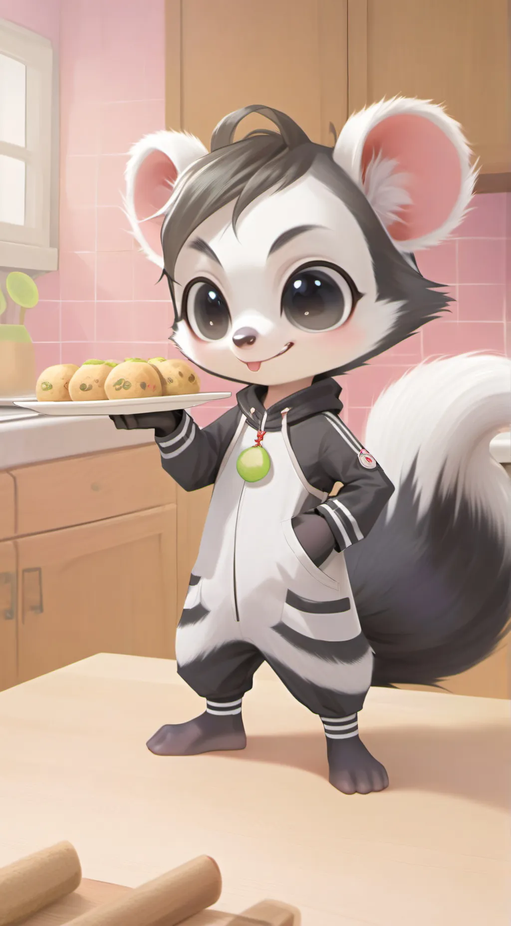 ai character: Hipi the Skunk Furry background