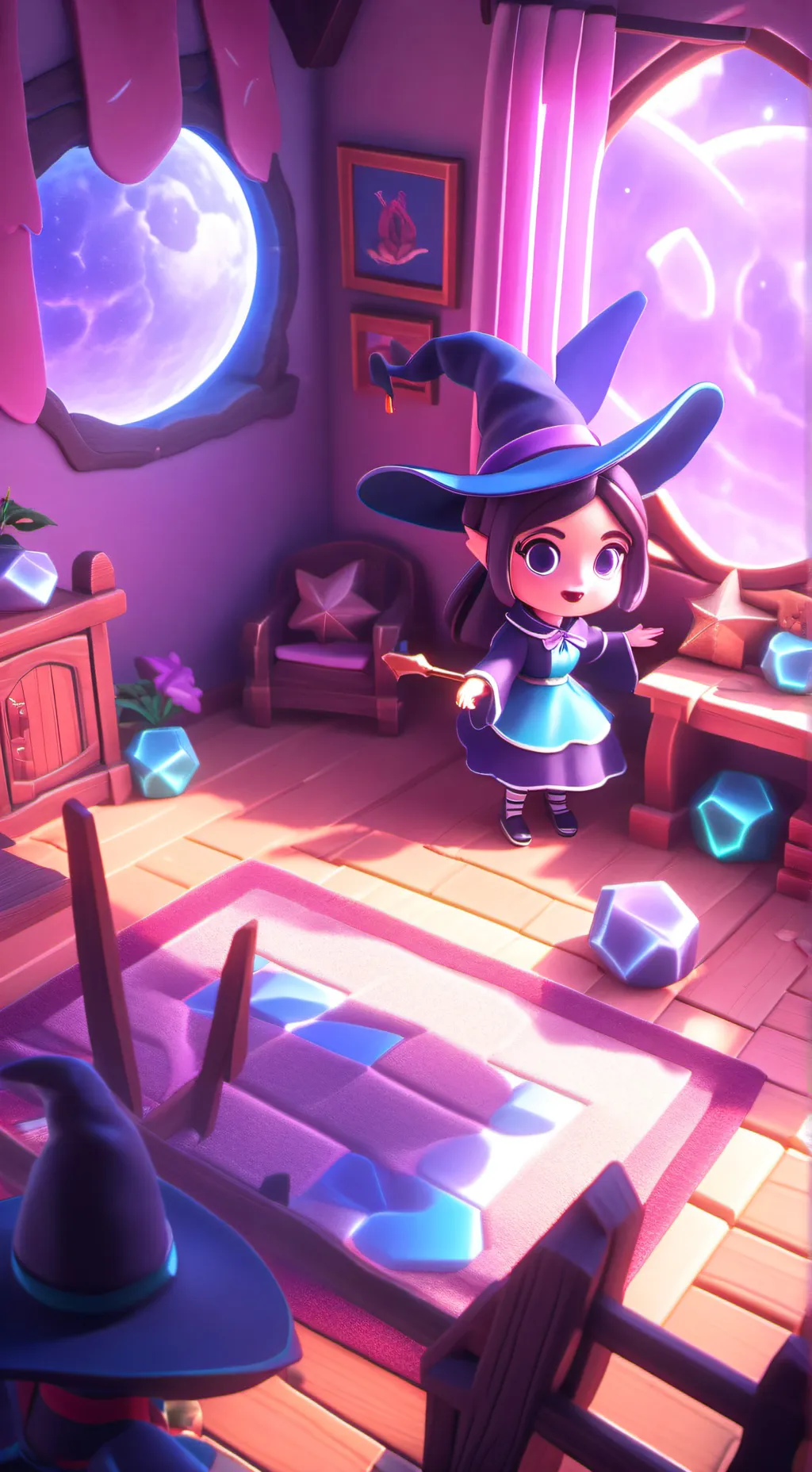 ai character: witch house  background