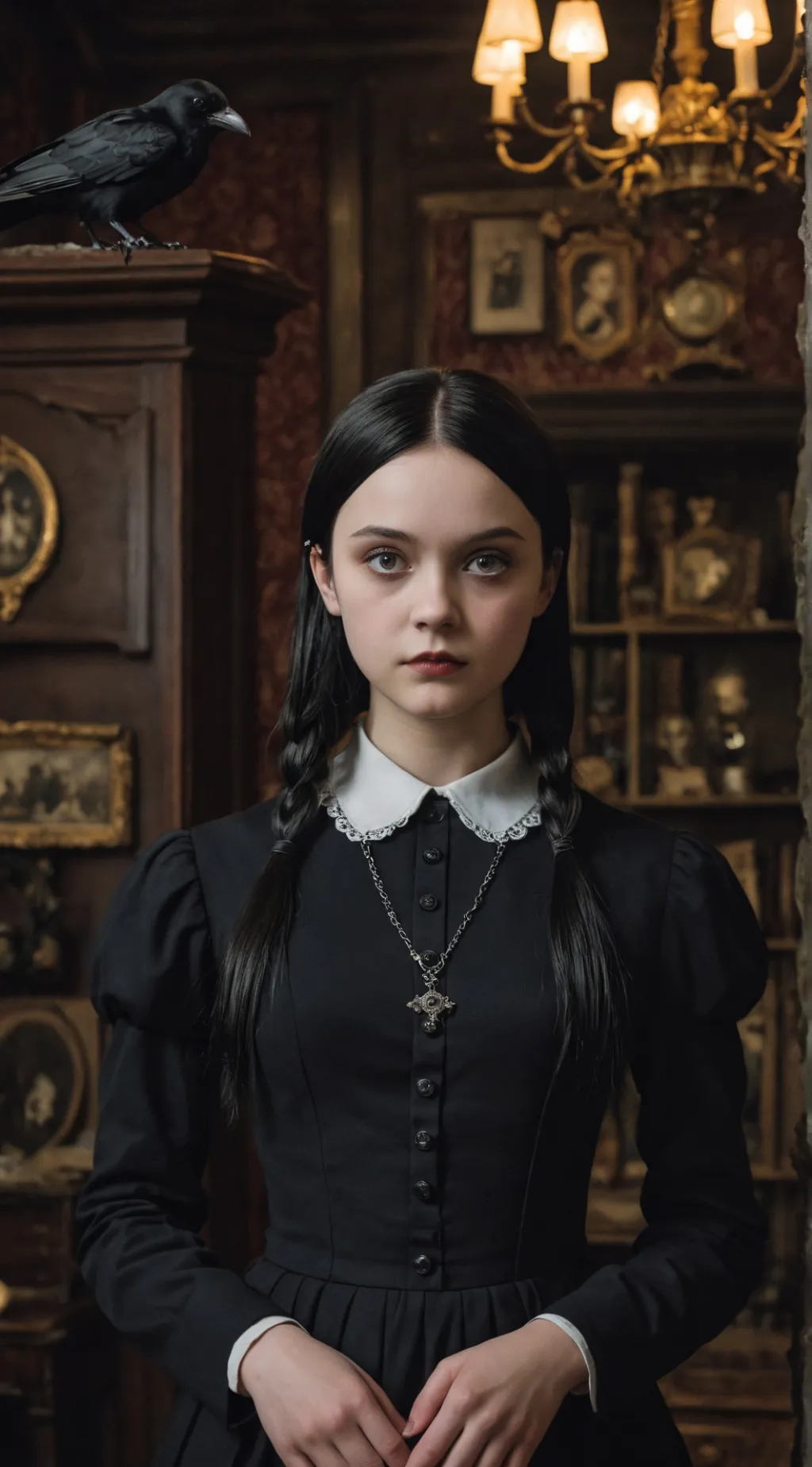 ai character: Wednesday Addams background