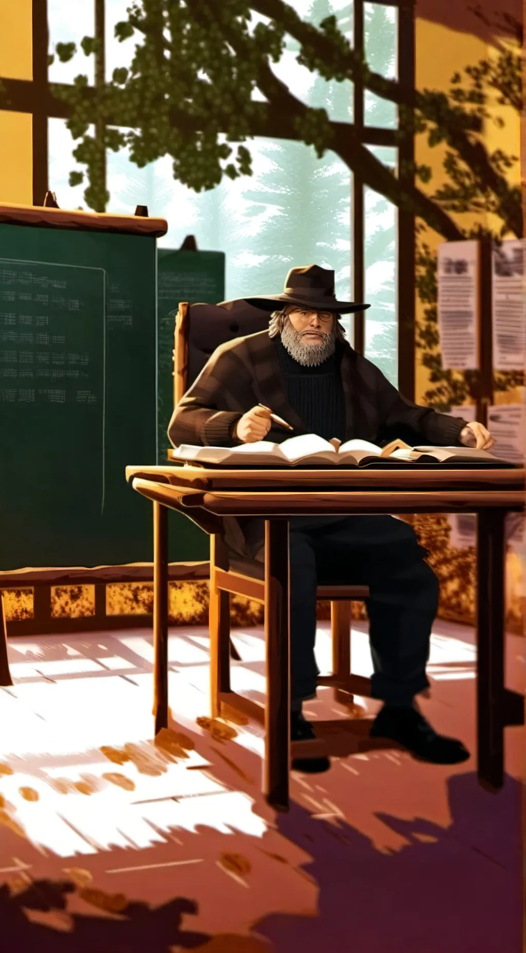 ai character: Profesor sabio  background