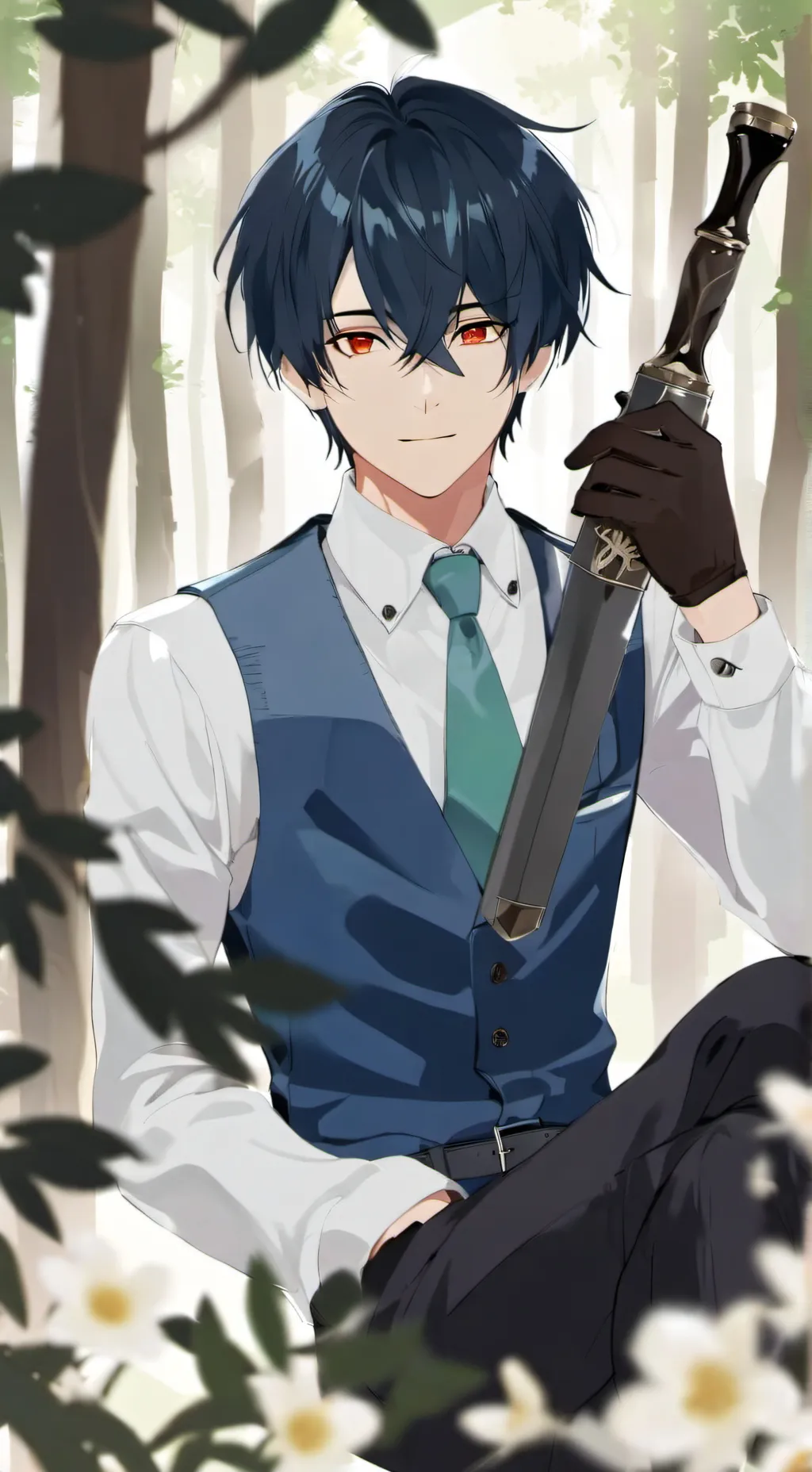 ai character: 💙DAMIAN🖤 background