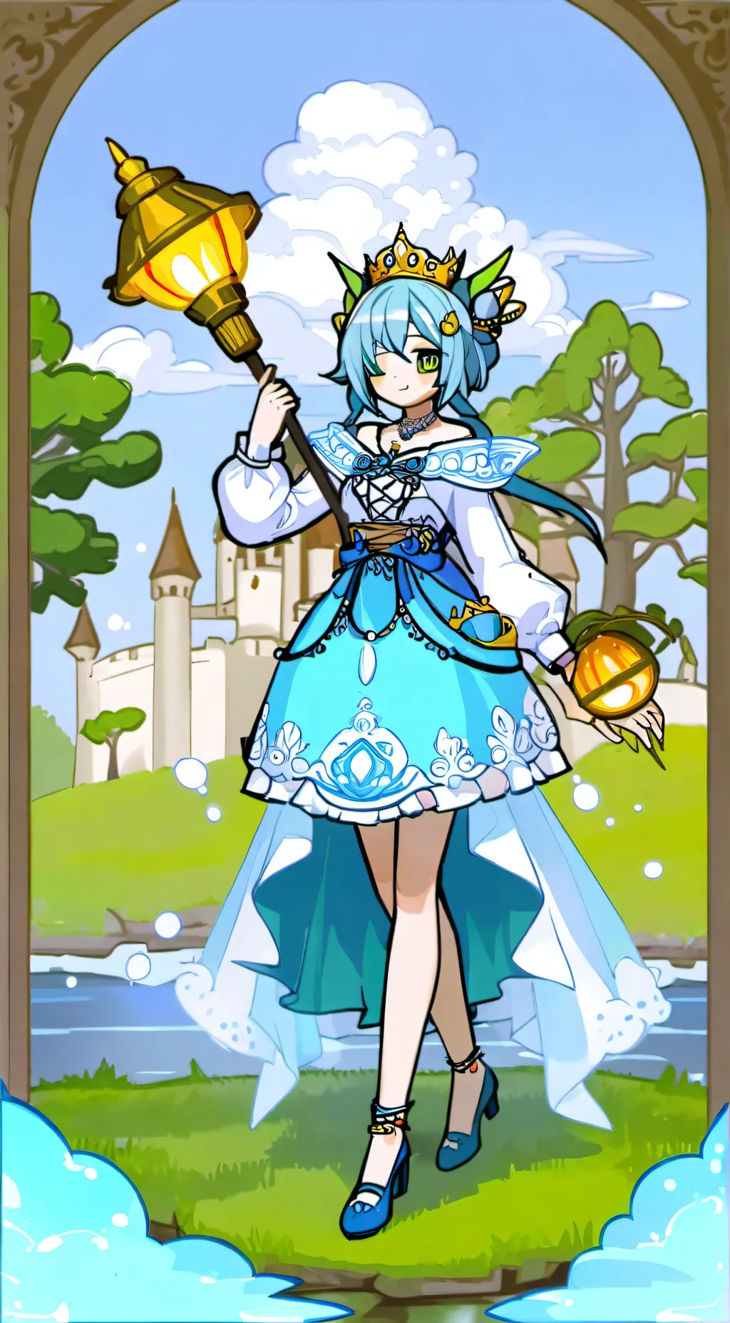 ai character: Human Waterfallver background