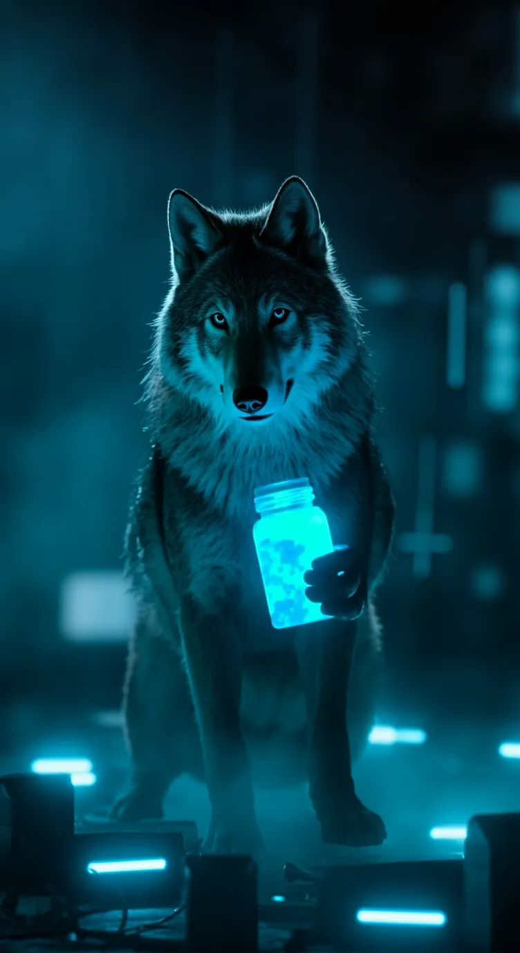 ai character: Wolf scientist  background