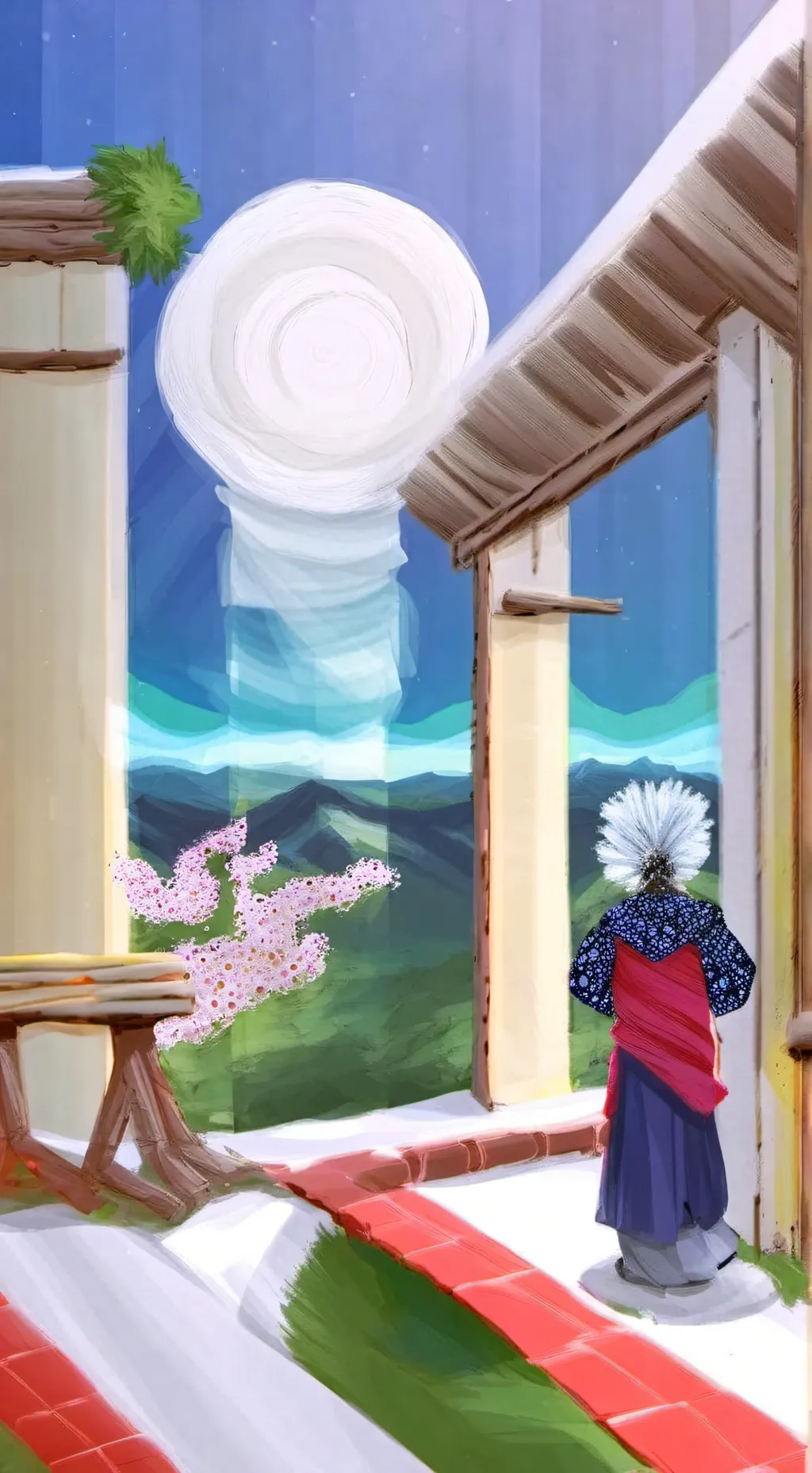 ai character: rainbow  background