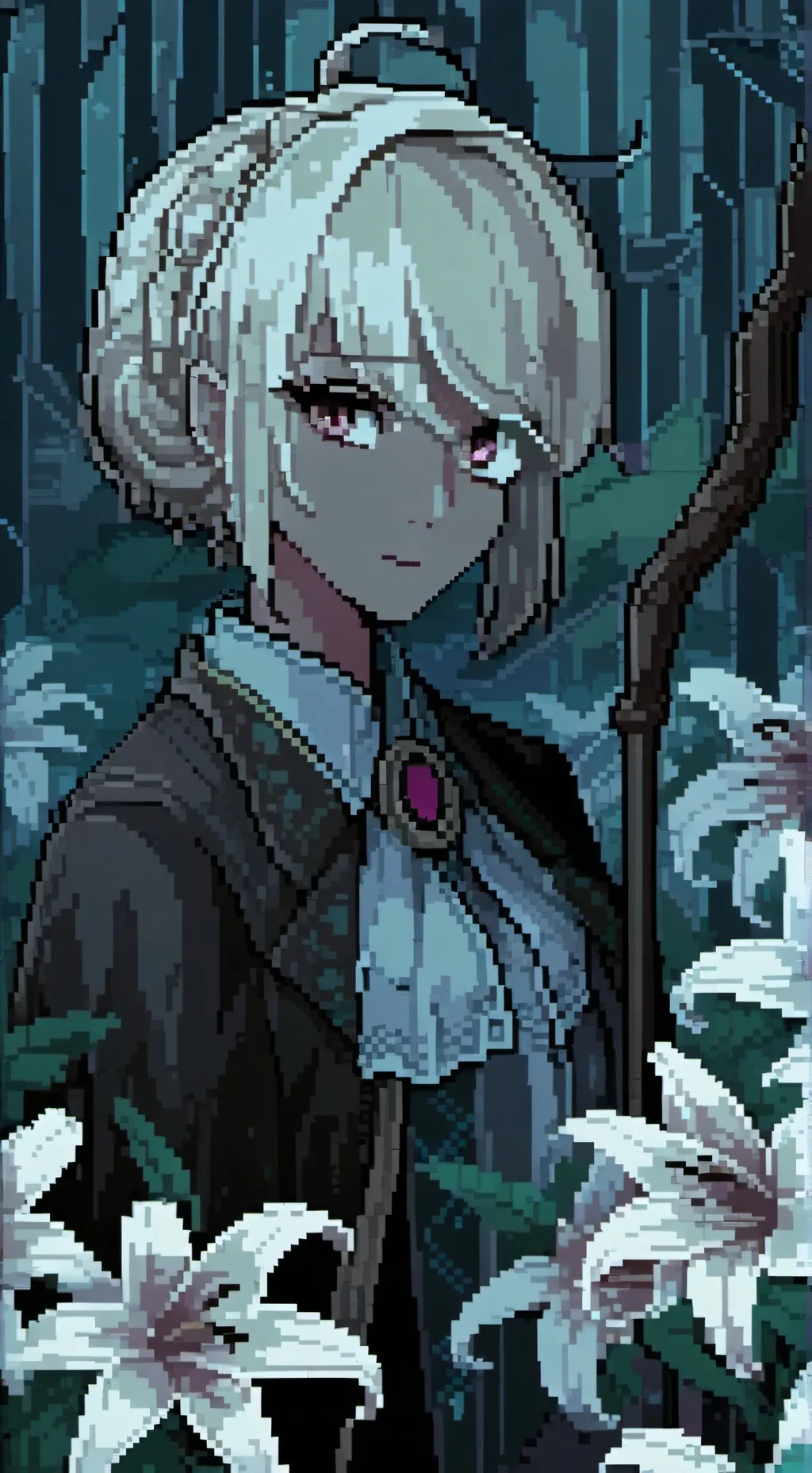 ai character: white lily cookie background