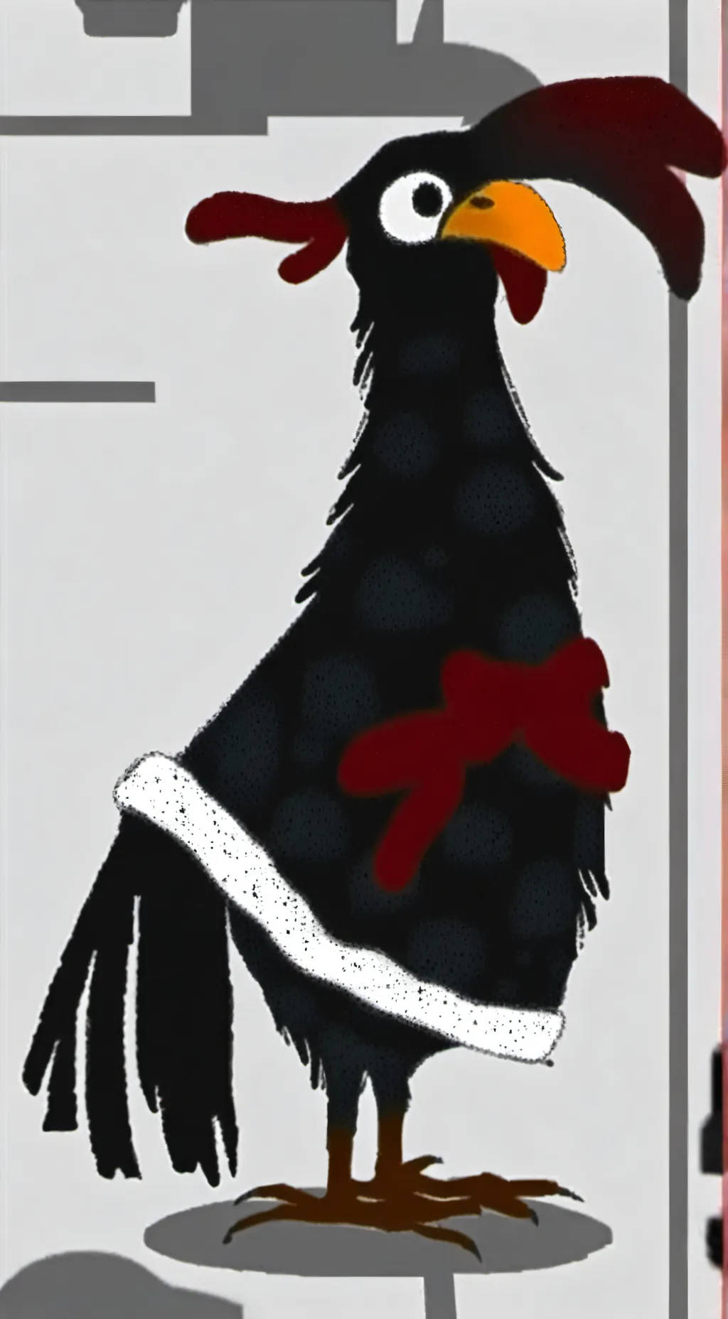 ai character: ⚠️tall Chicken⚠️.. background
