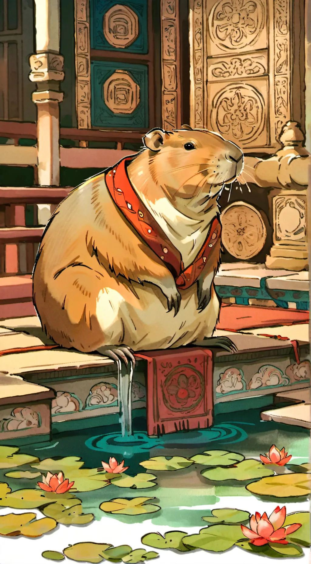 ai character: Wasserschwein background