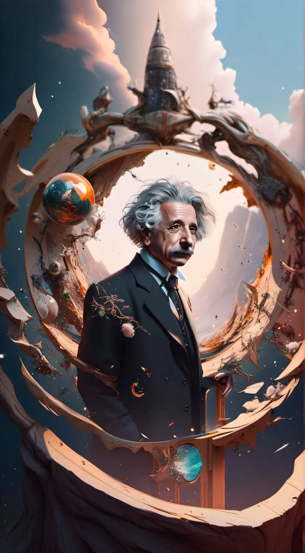 ai character: albert Einstein  background
