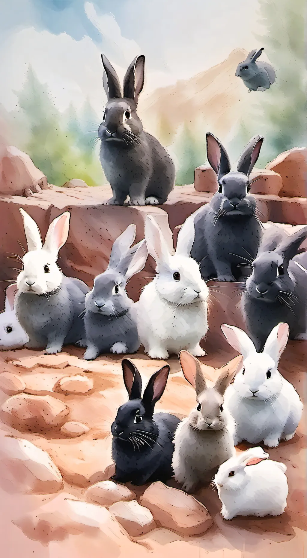 ai character: Bunnies brain rot background