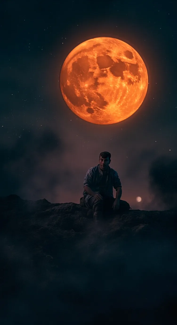 ai character: Ryan and Red Moon background