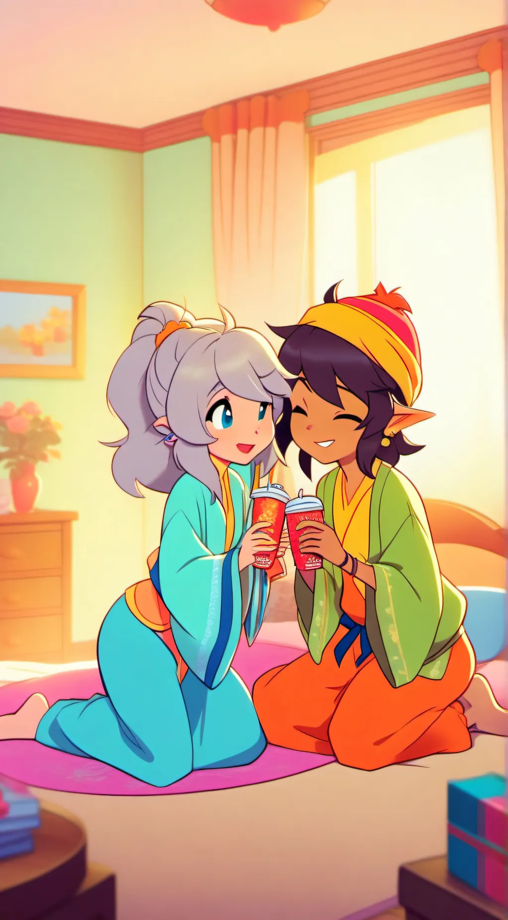 ai character: J and V have a sle background