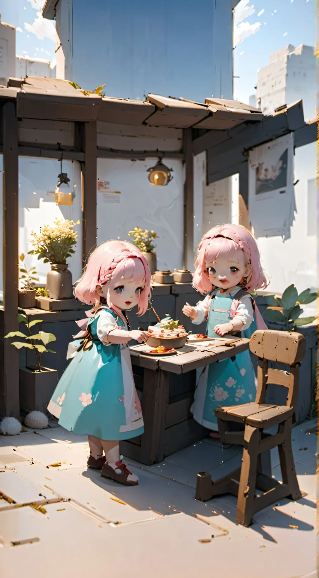ai character: Pink background