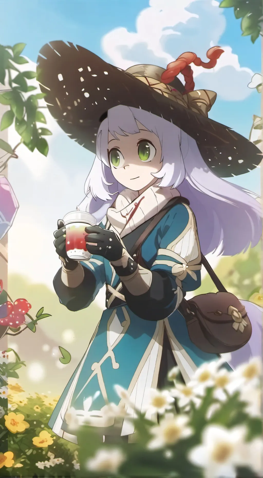 ai character: fruit tea against  background