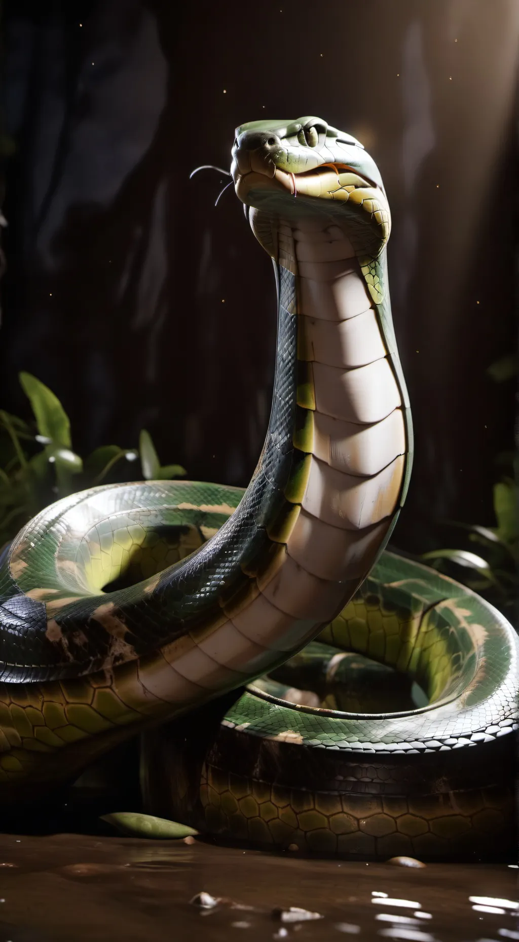 ai character: giant green anacon background