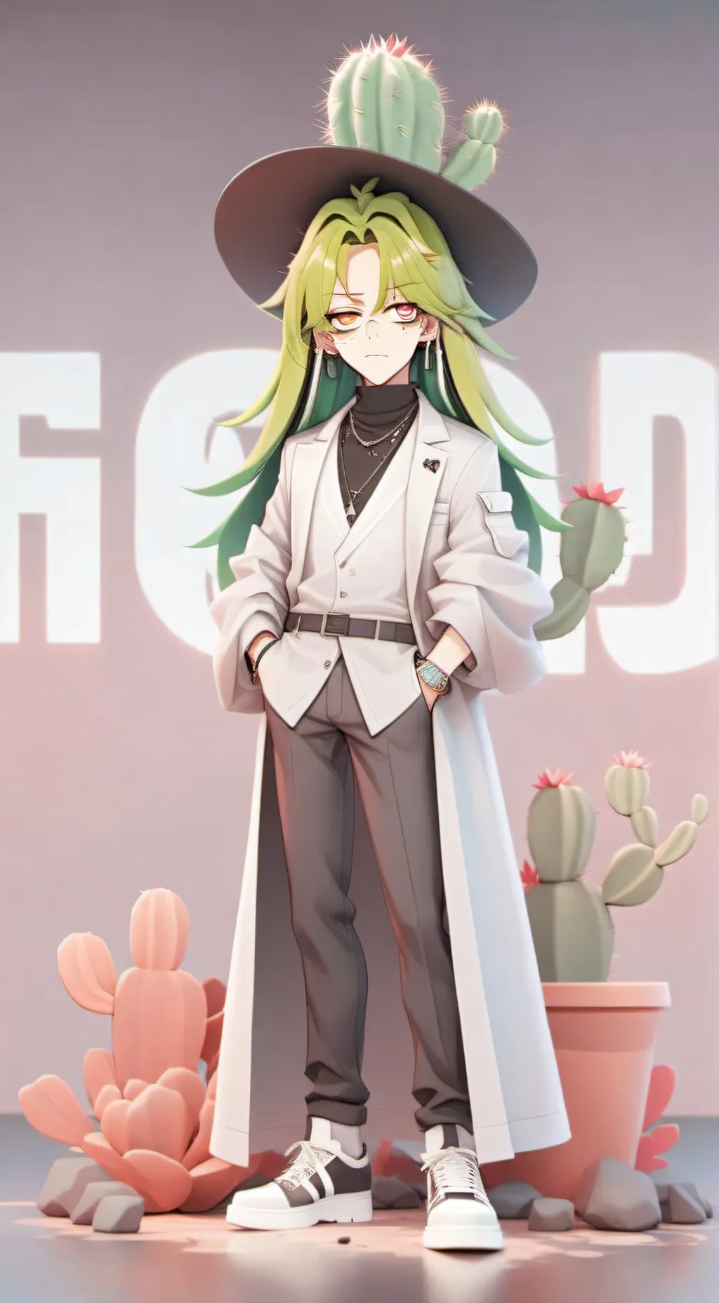 ai character: cactus background