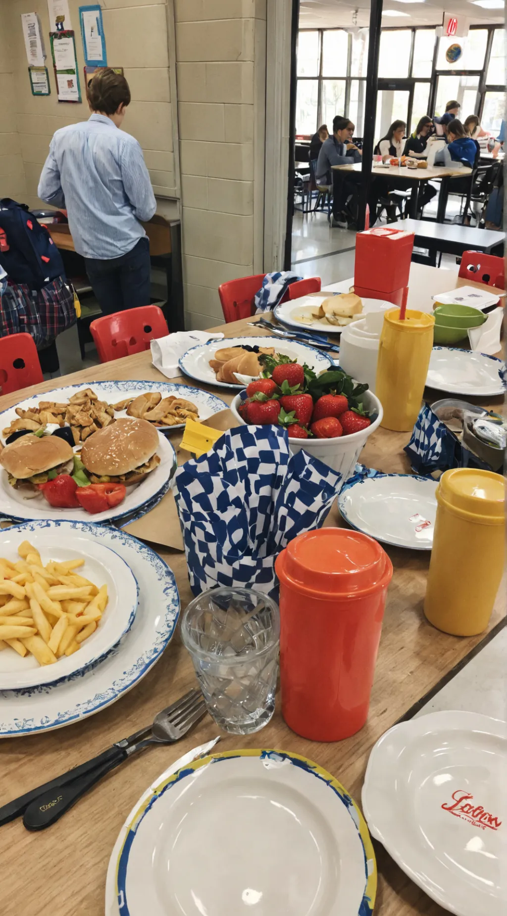 ai character: Lunch Table drama background