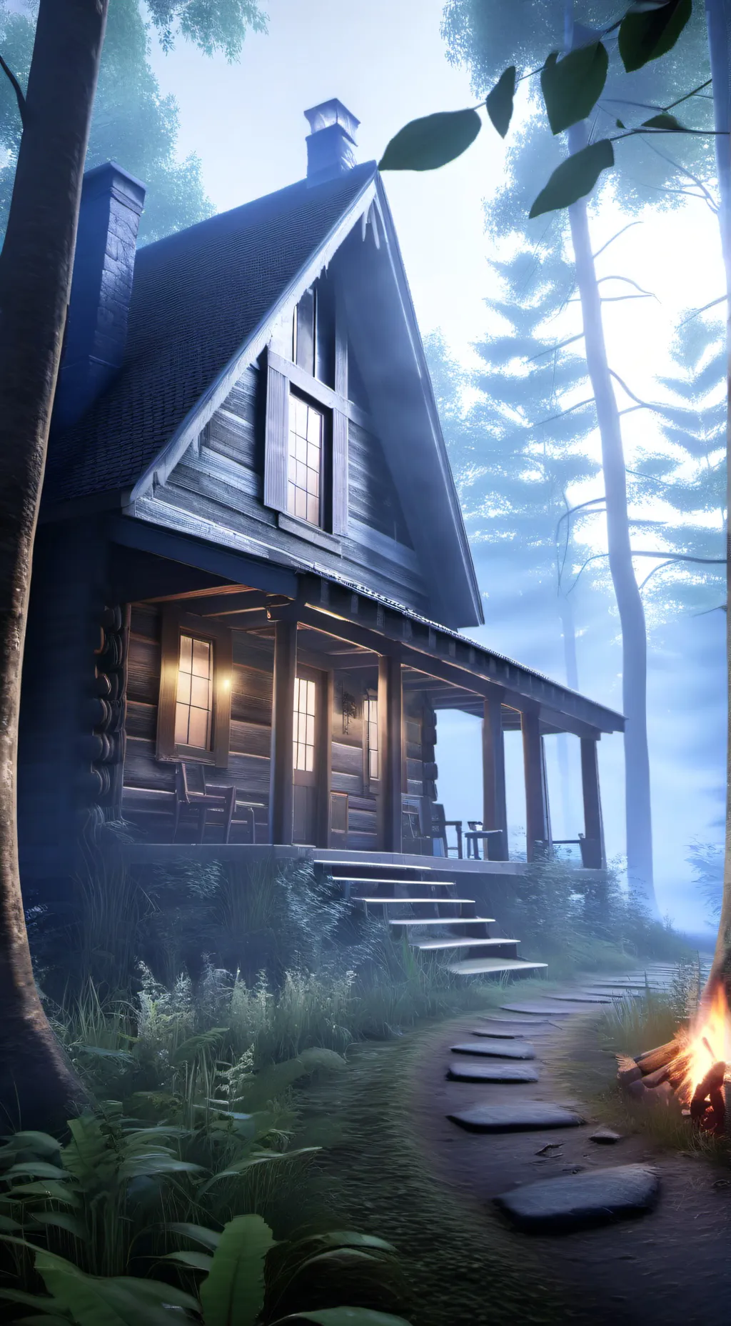 ai character: Creepy woods background