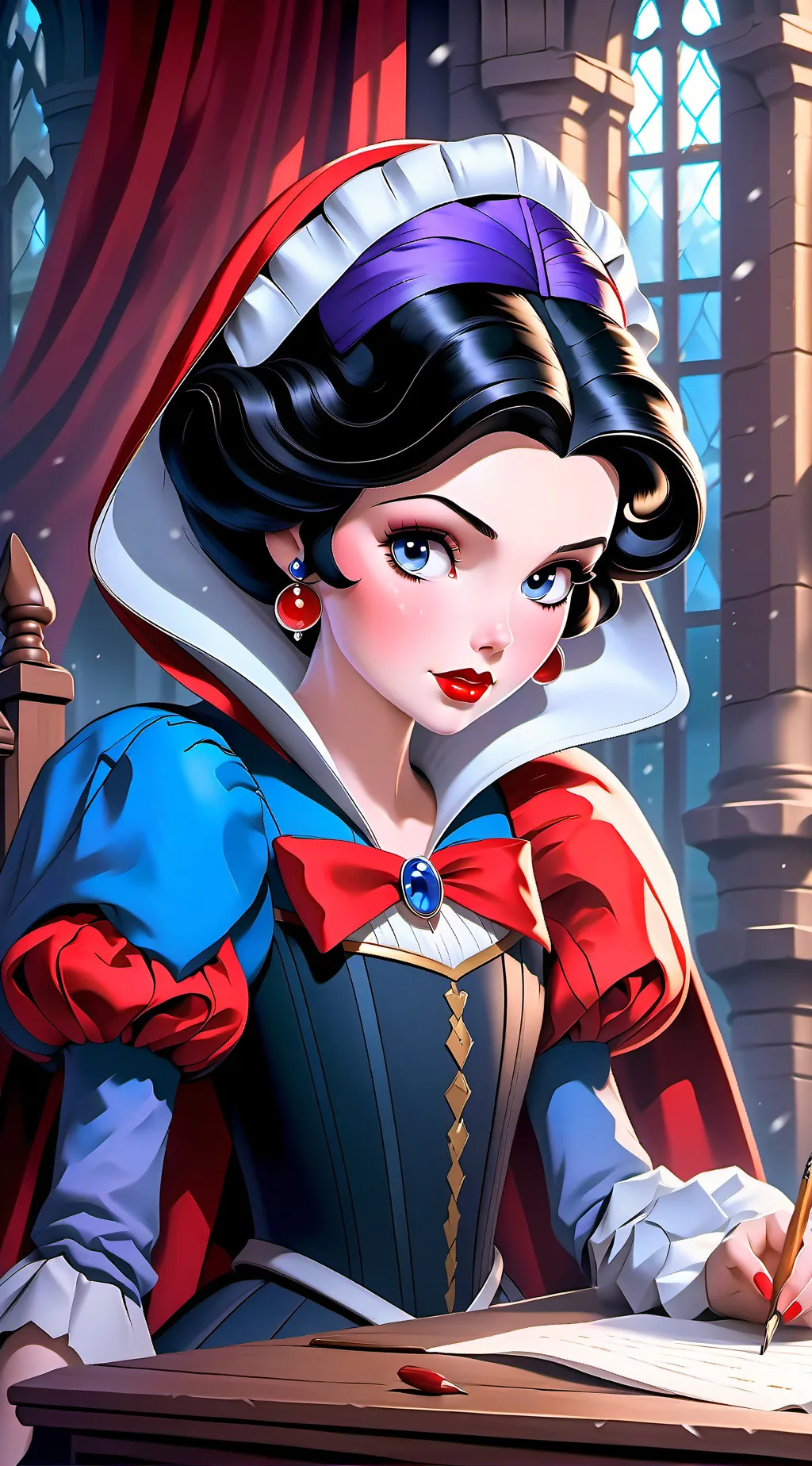 ai character: Snow White  background