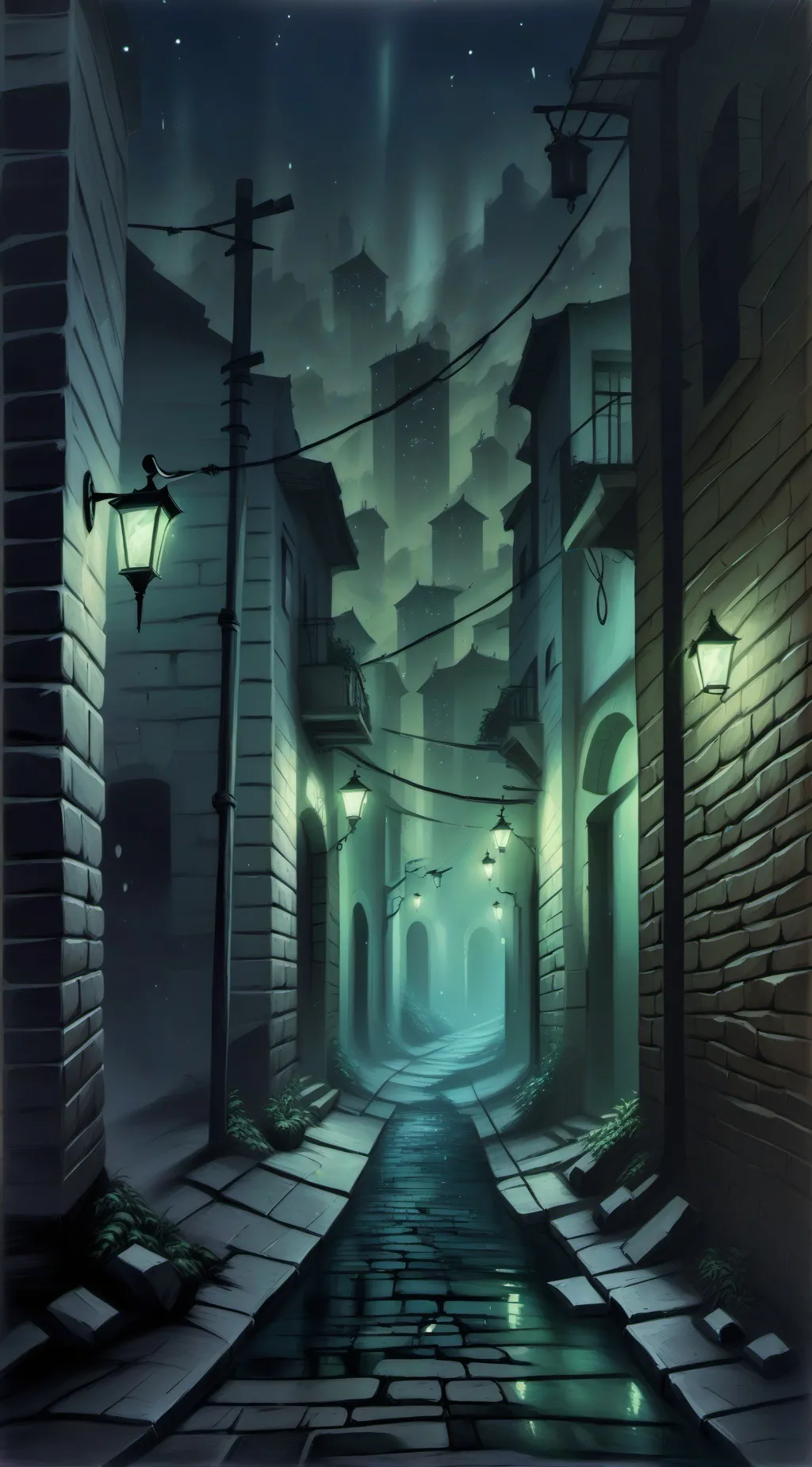 ai character: Dark alley background