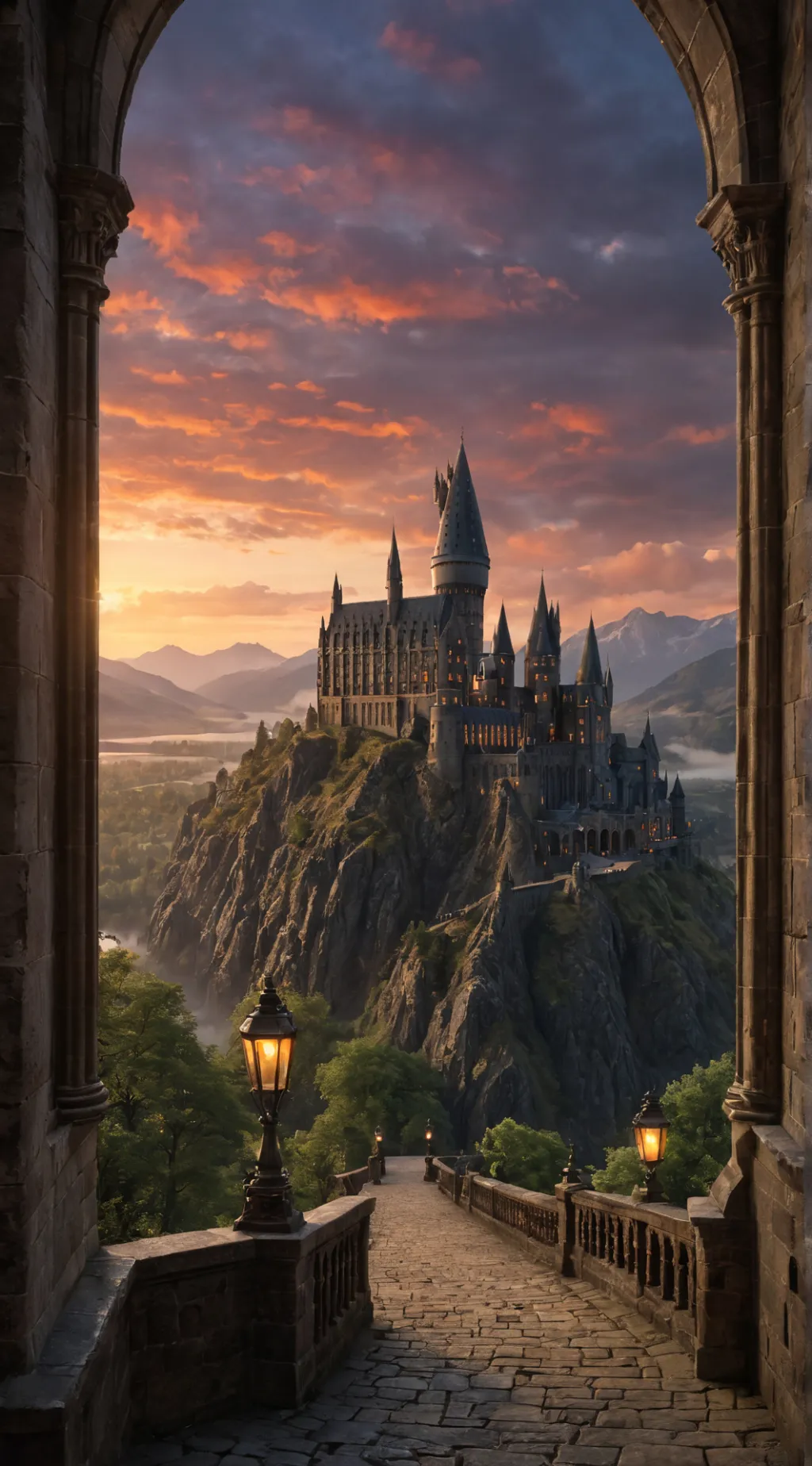 ai character: 🔴🦁 Hogwarts background