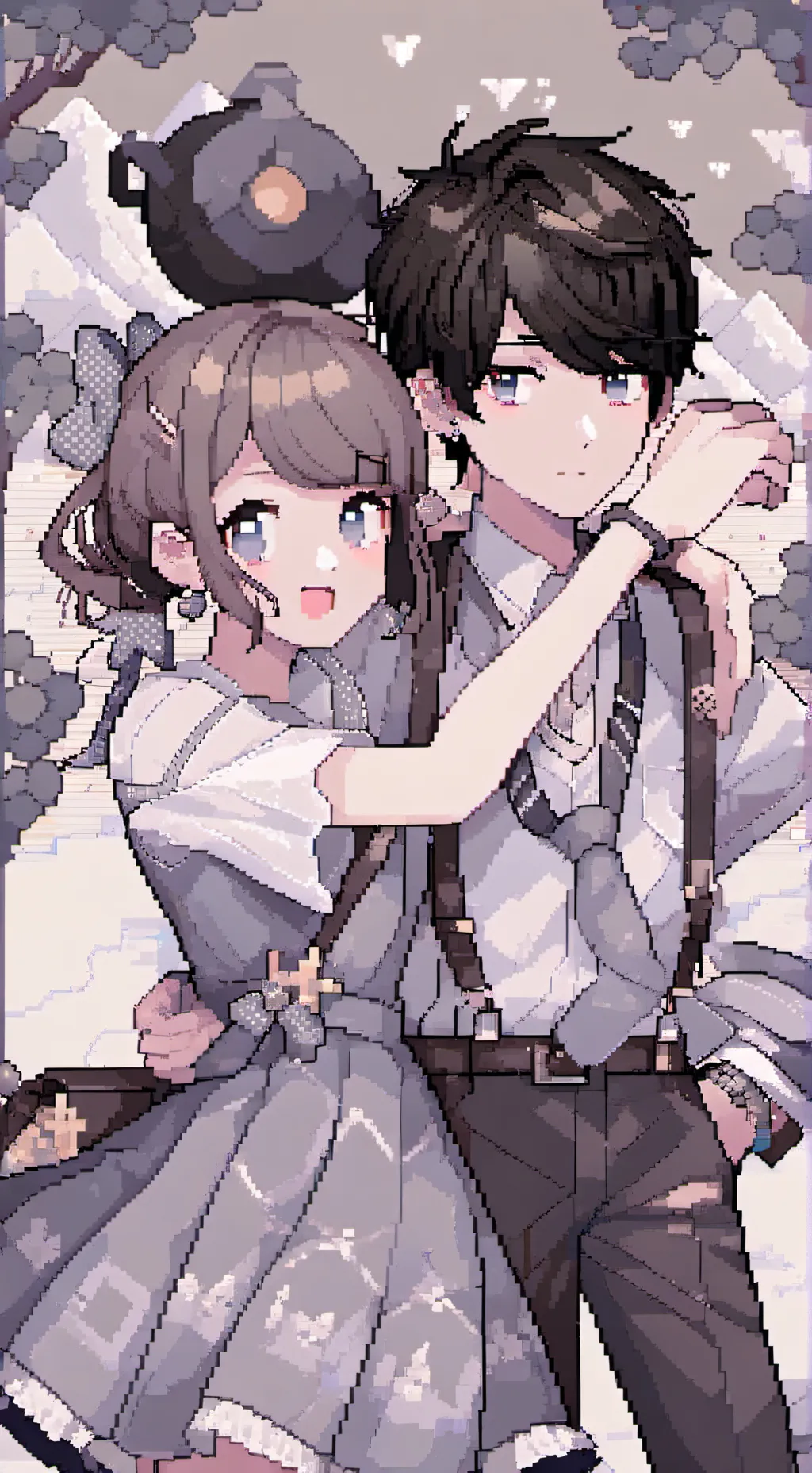 ai character: Willow and Noah  background