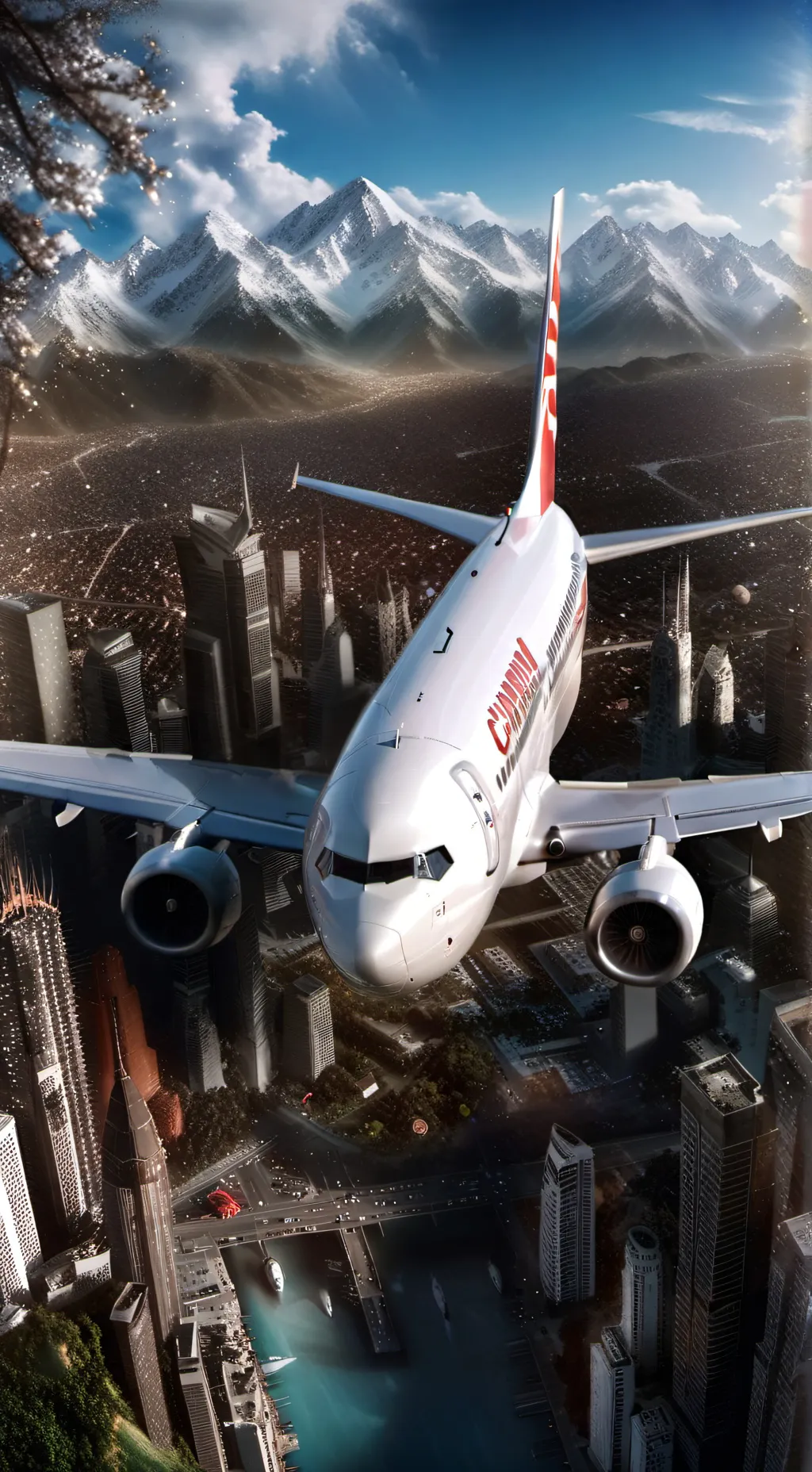 ai character: 737 x F-16~ background