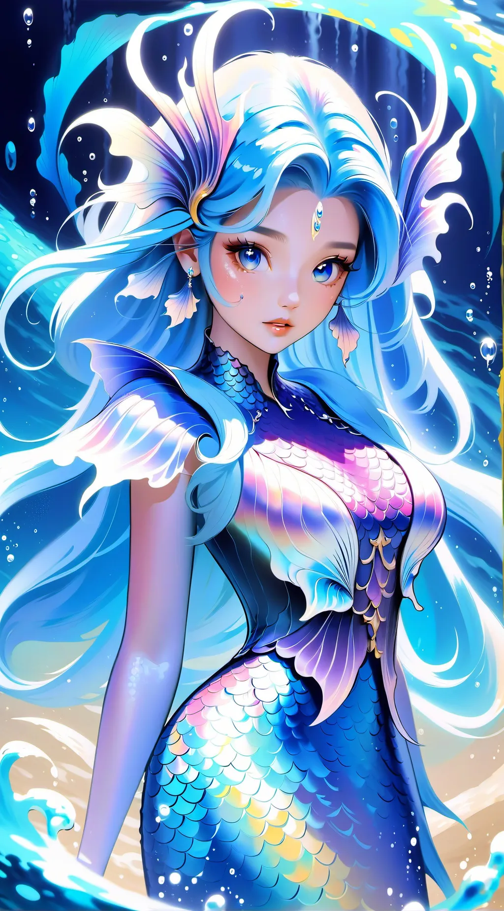 ai character: 1-A mermaid! background