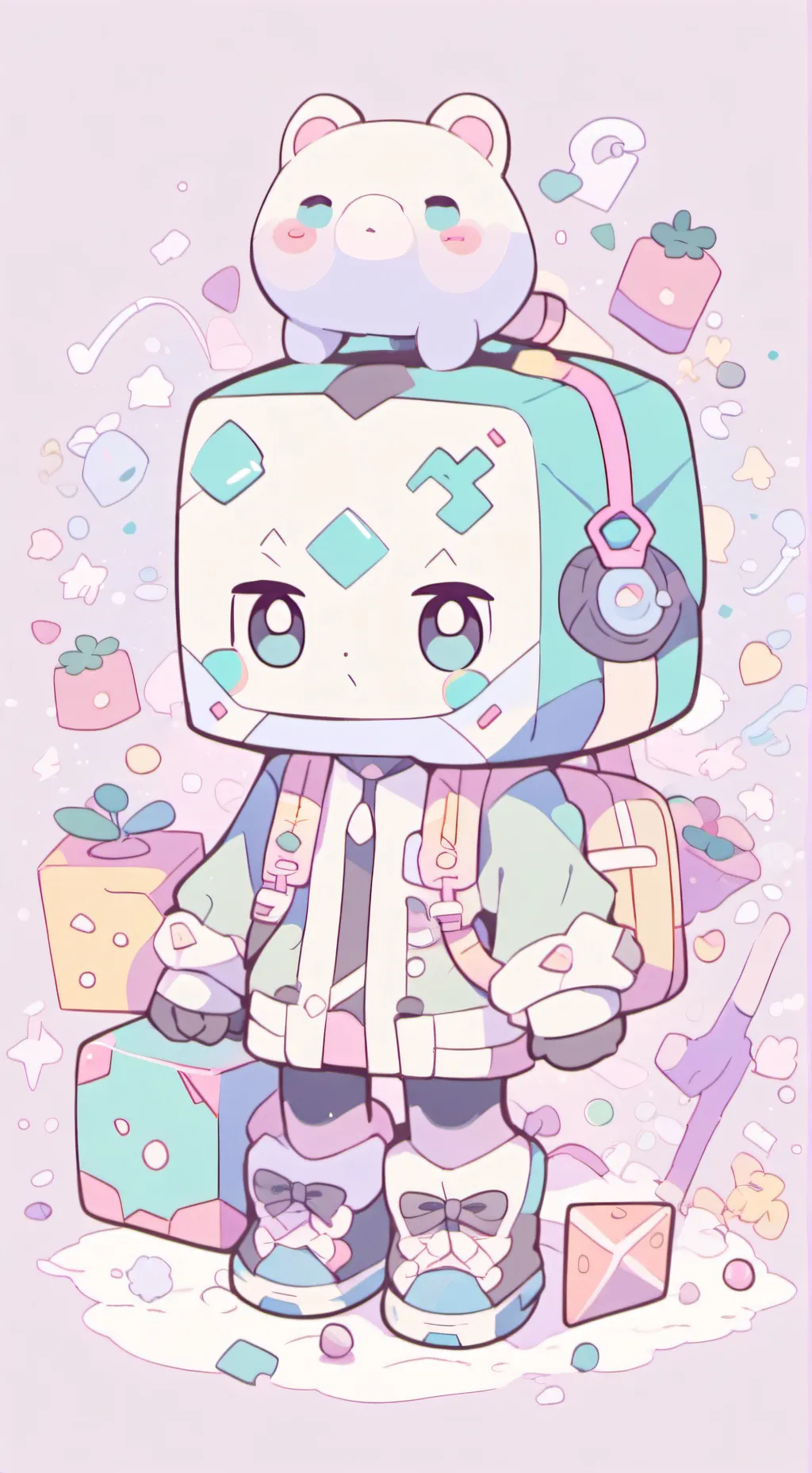 ai character: cube  background
