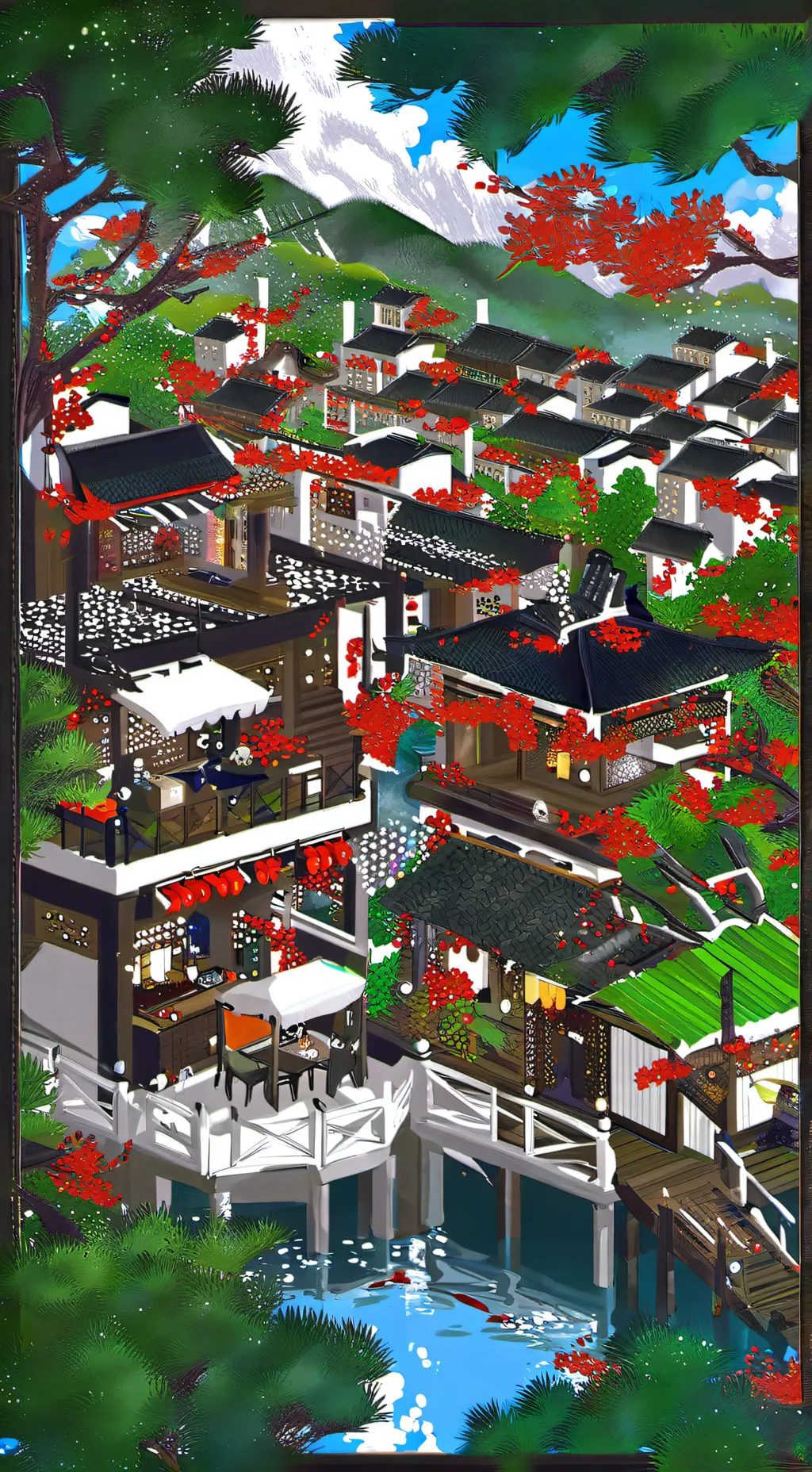 ai character: Japanese town background