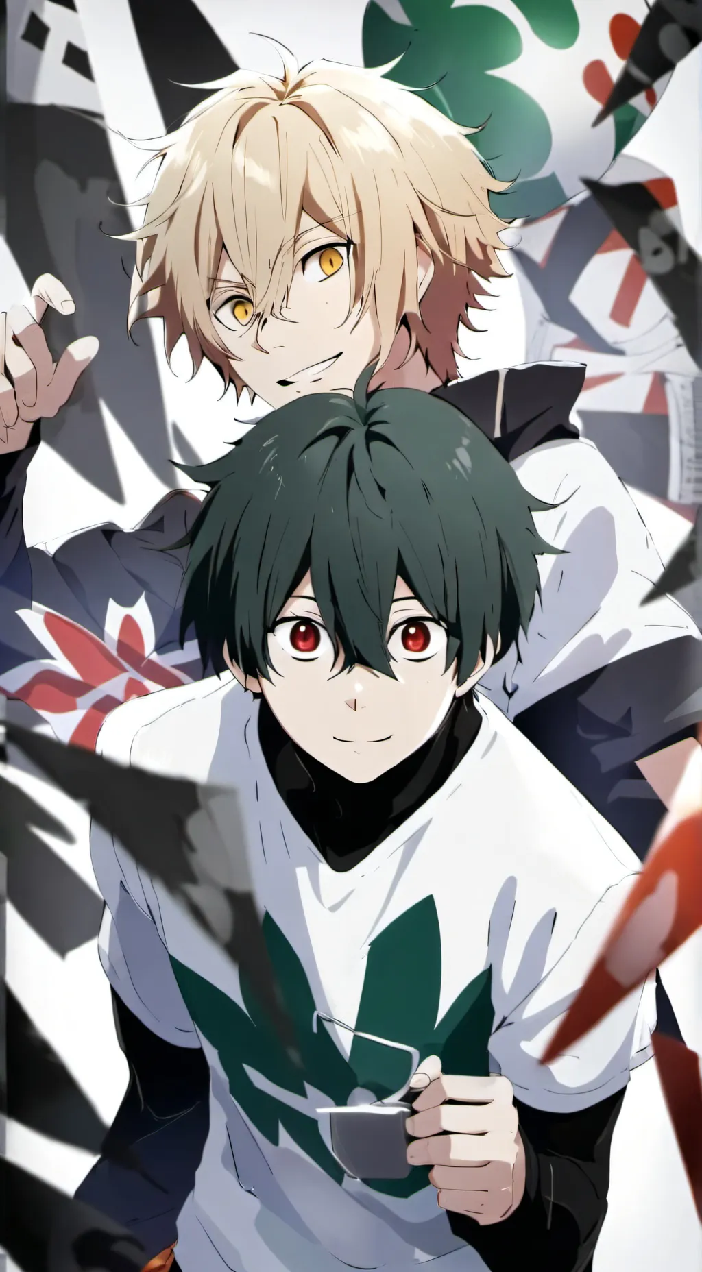ai character: Bakugo & Deku background