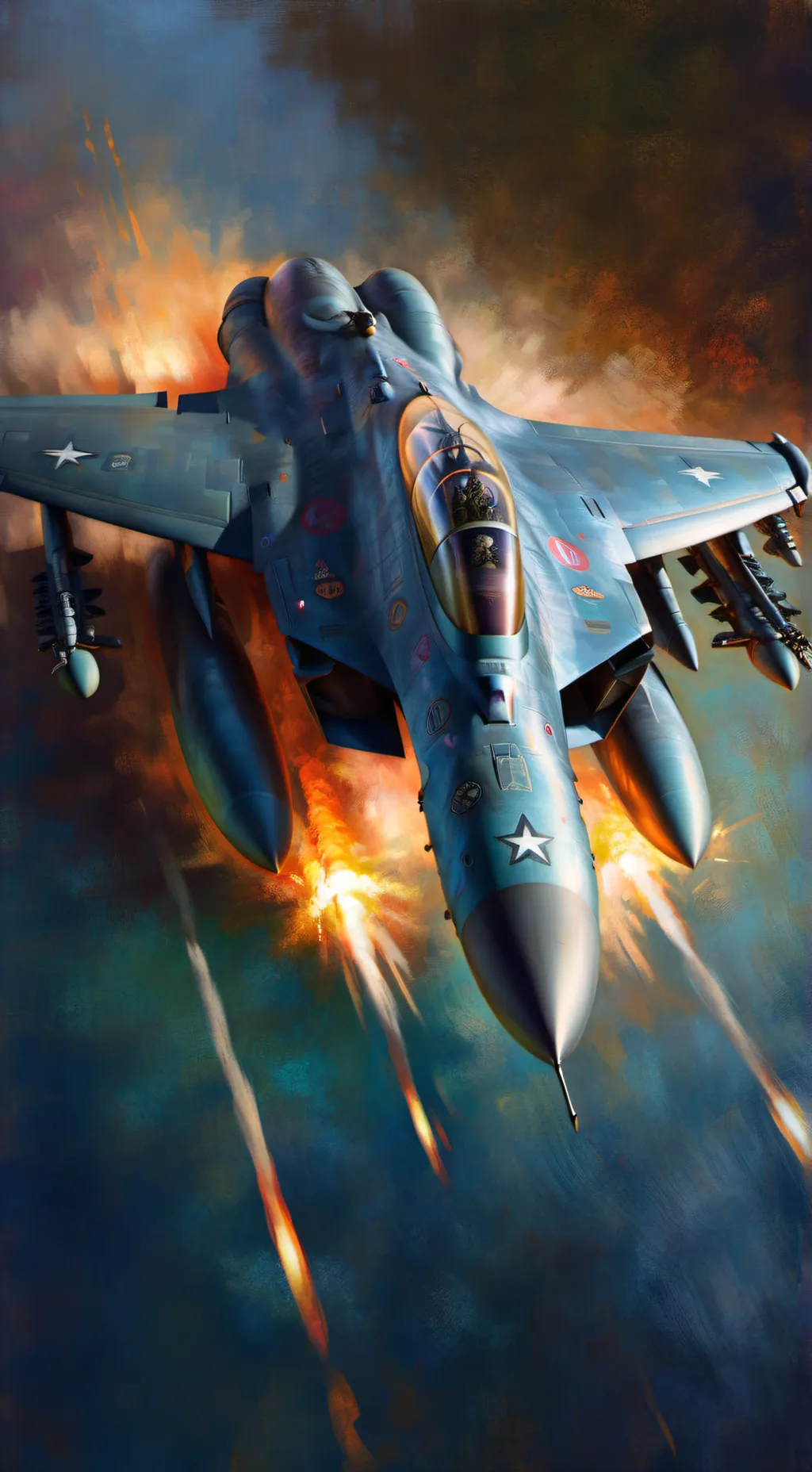 ai character: Me/You x F-16~ background