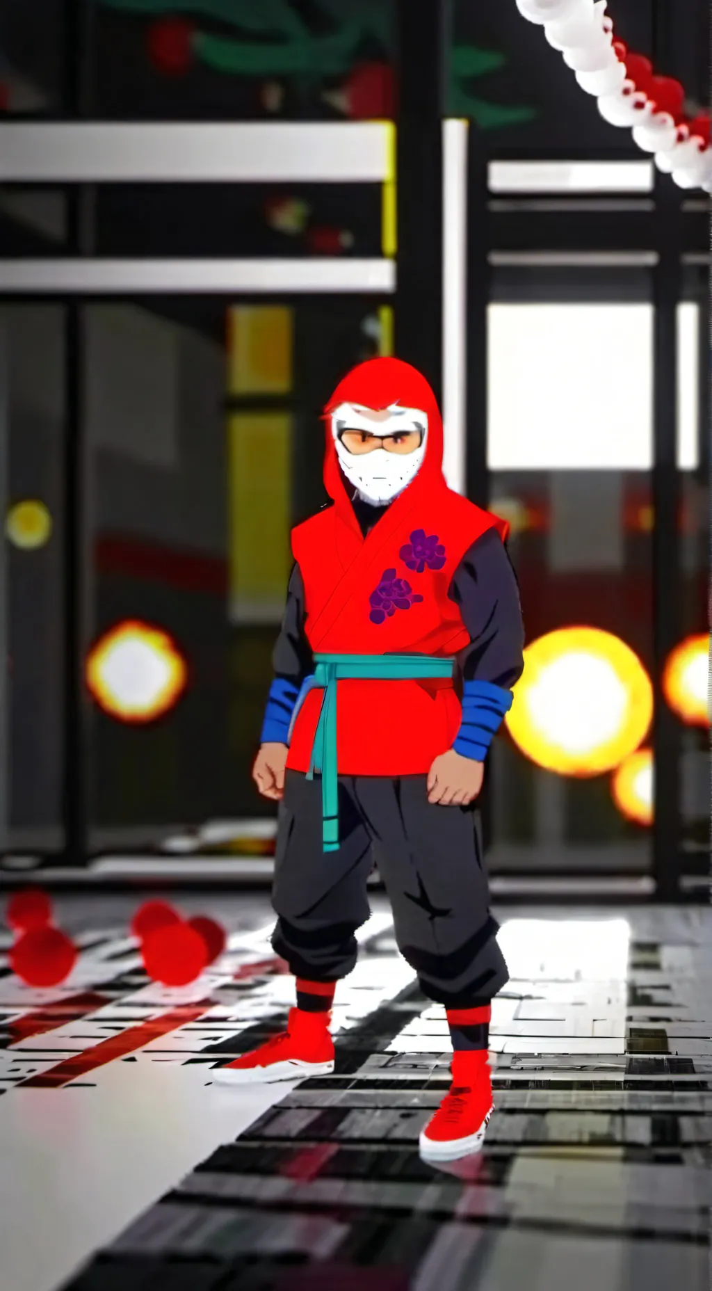 ai character: ninja Rojo background