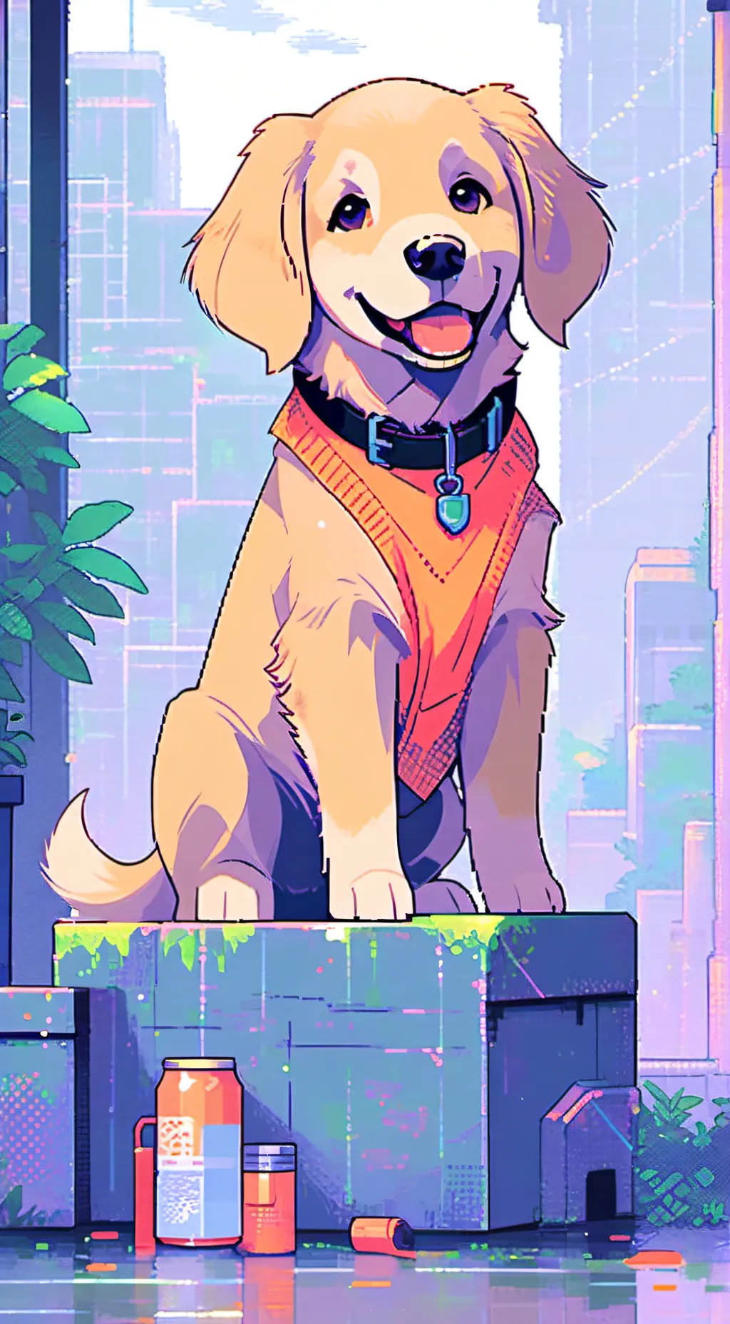 ai character: Goldie da Puppy background