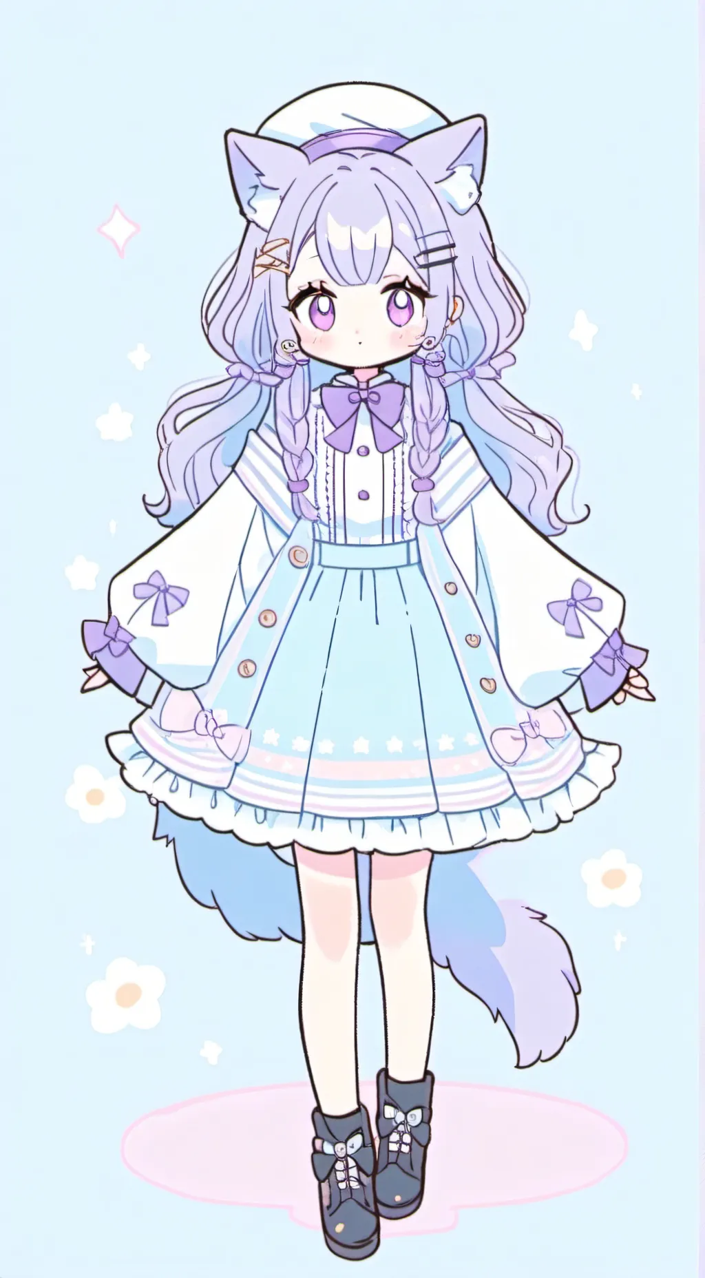 ai character:  little cat  background