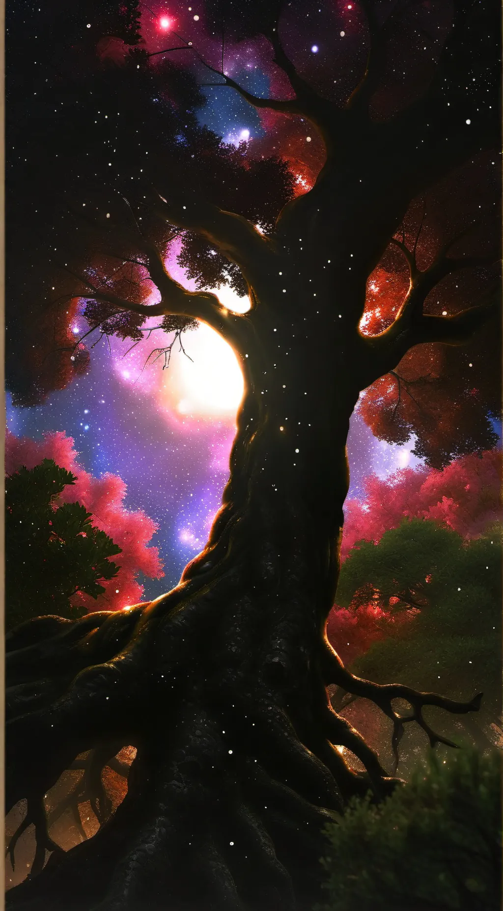 ai character: casa del árbol  background