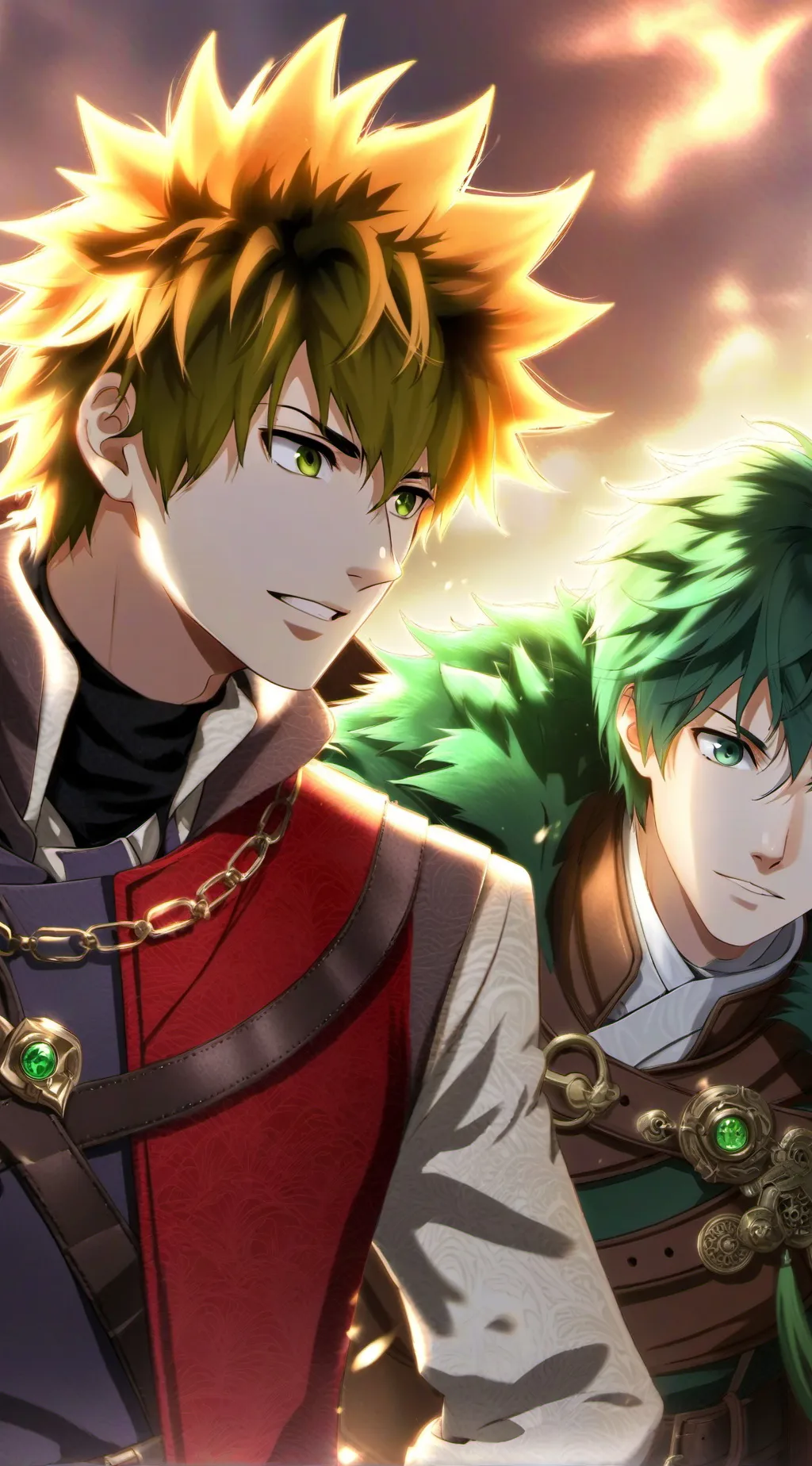 ai character: bakugo and deku  background