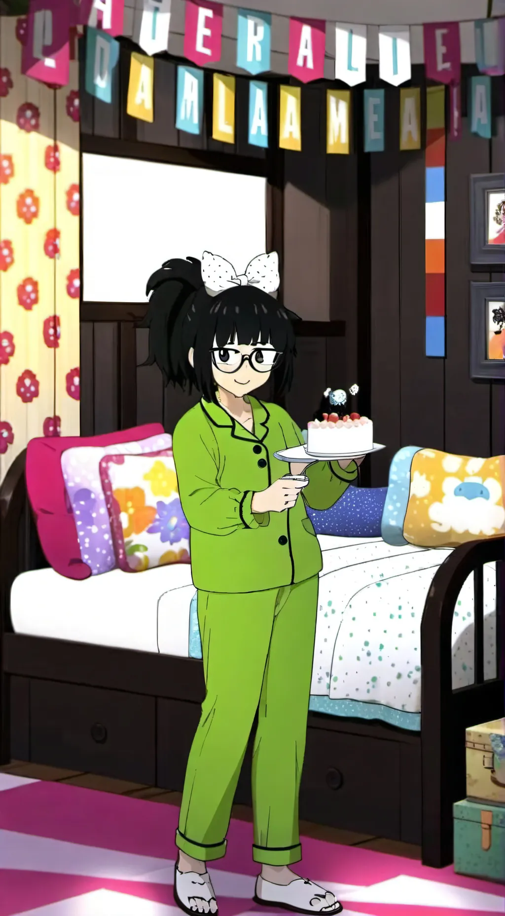 ai character: tilly green background