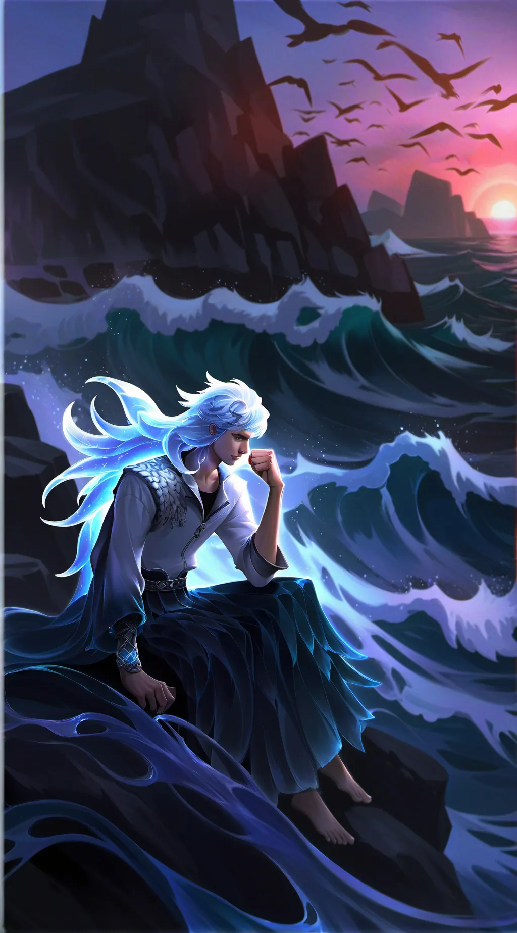 ai character: Sailor at sea background