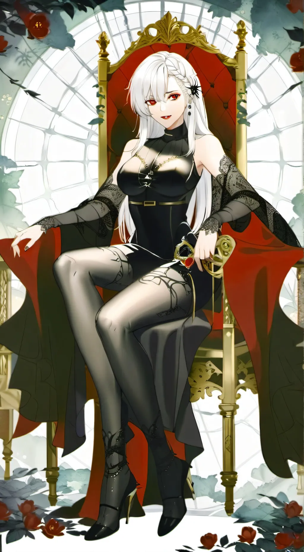 ai character: Queen Izzie V.  background